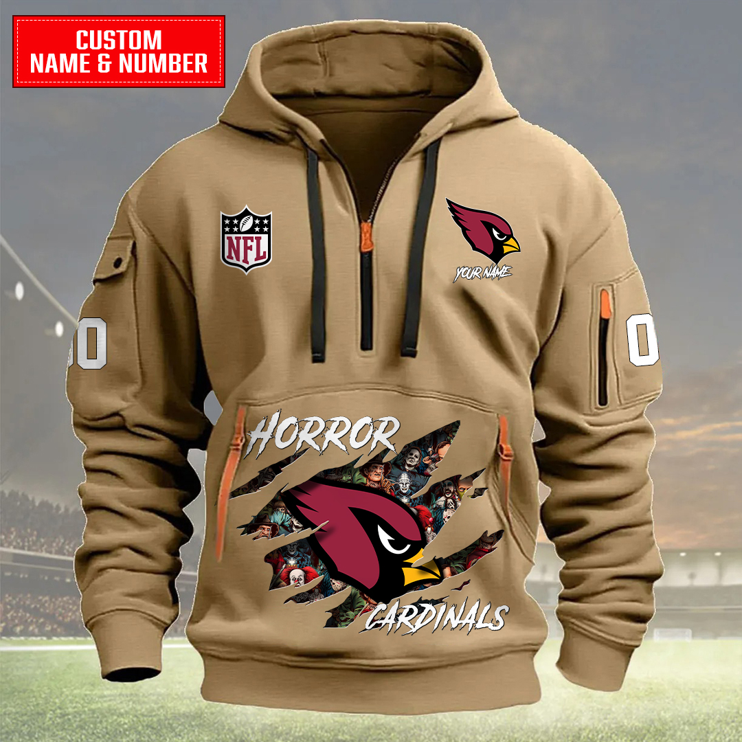Arizona Cardinals Halloween Horror Collection Personalize Quarter Zip Hoodie AZCAQZH000001 - Famjoys Arizona Cardinals Halloween Horror Collection Personalize Quarter Zip Hoodie AZCAQZH000001 - Famjoys