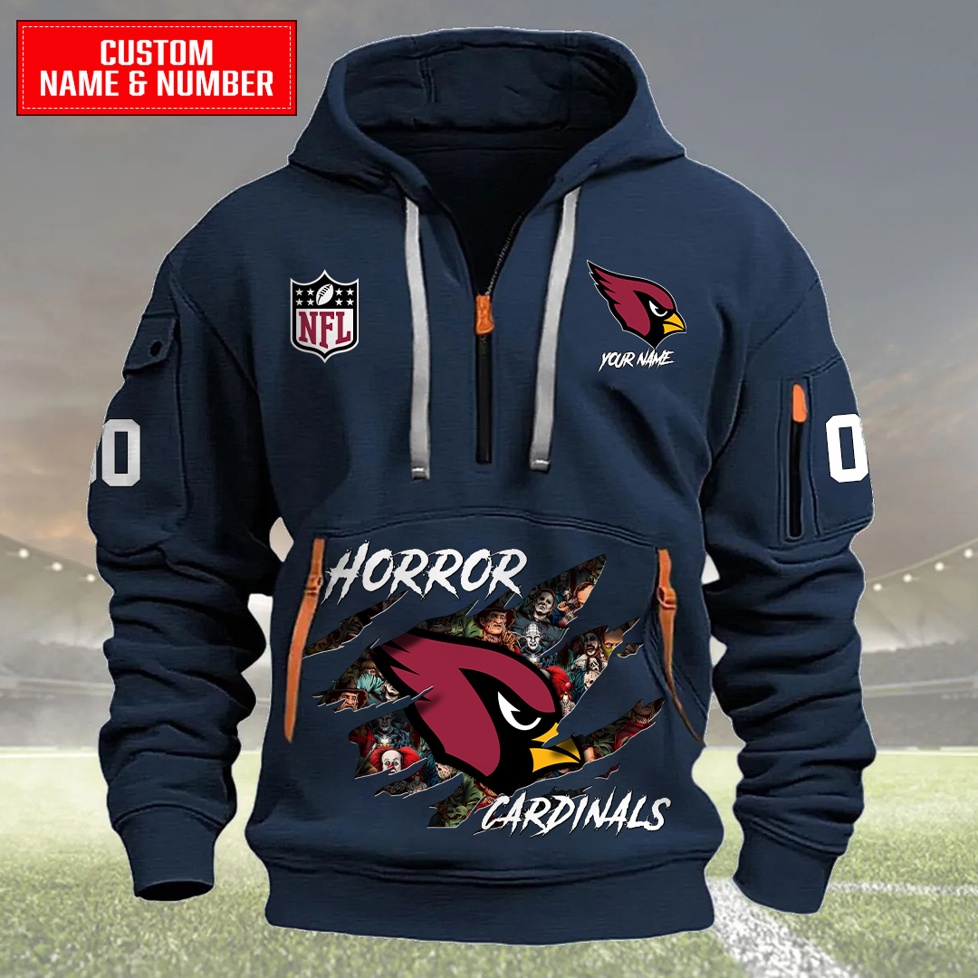 Arizona Cardinals Halloween Horror Collection Personalize Quarter Zip Hoodie AZCAQZH000001 - Famjoys Arizona Cardinals Halloween Horror Collection Personalize Quarter Zip Hoodie AZCAQZH000001 - Famjoys