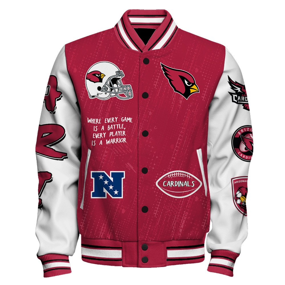 Arizona Cardinals National Football League Conquer Every Field Unisex Varsity Jacket - Famjoys Arizona Cardinals National Football League Conquer Every Field Unisex Varsity Jacket - Famjoys