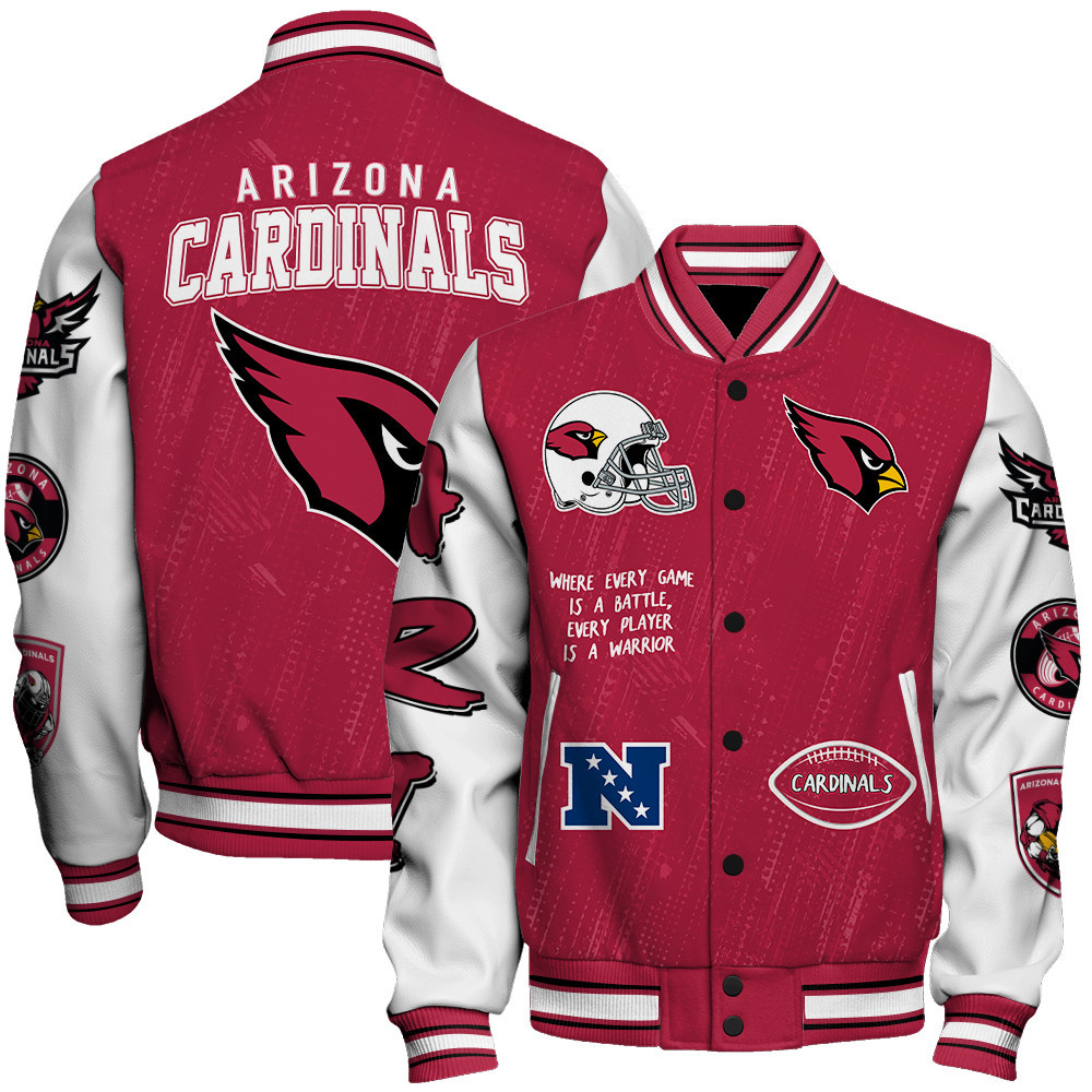 Arizona Cardinals National Football League Conquer Every Field Unisex Varsity Jacket - Famjoys Arizona Cardinals National Football League Conquer Every Field Unisex Varsity Jacket - Famjoys
