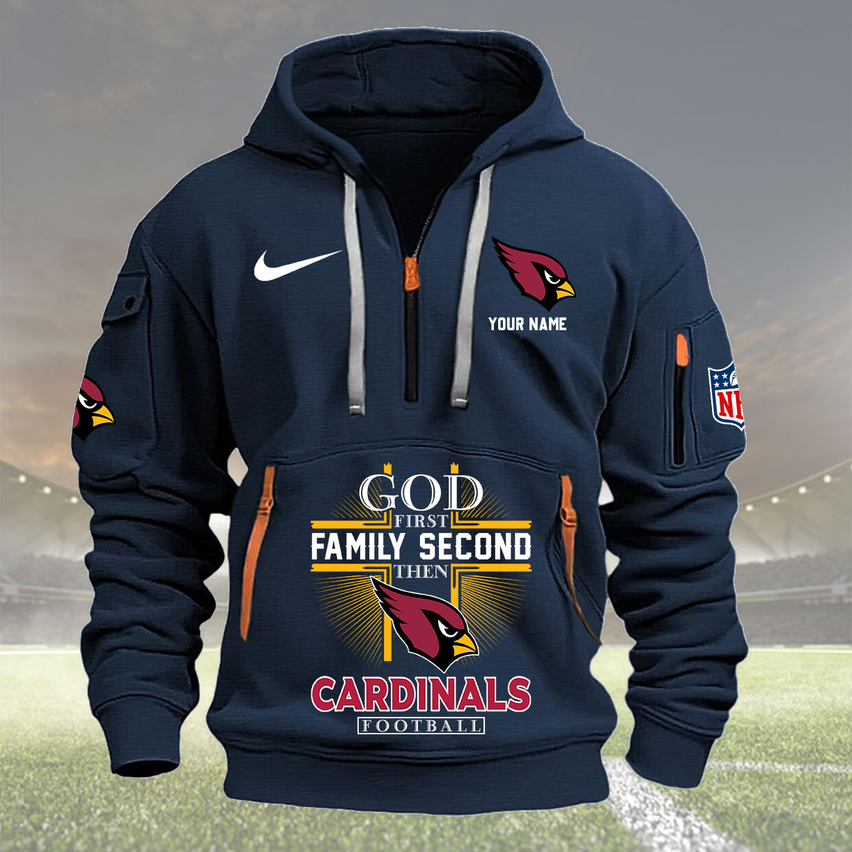 Arizona Cardinals Personalized Quarter Zip Hoodie New Collection AZBTQZH000241 - Famjoys Arizona Cardinals Personalized Quarter Zip Hoodie New Collection AZBTQZH000241 - Famjoys