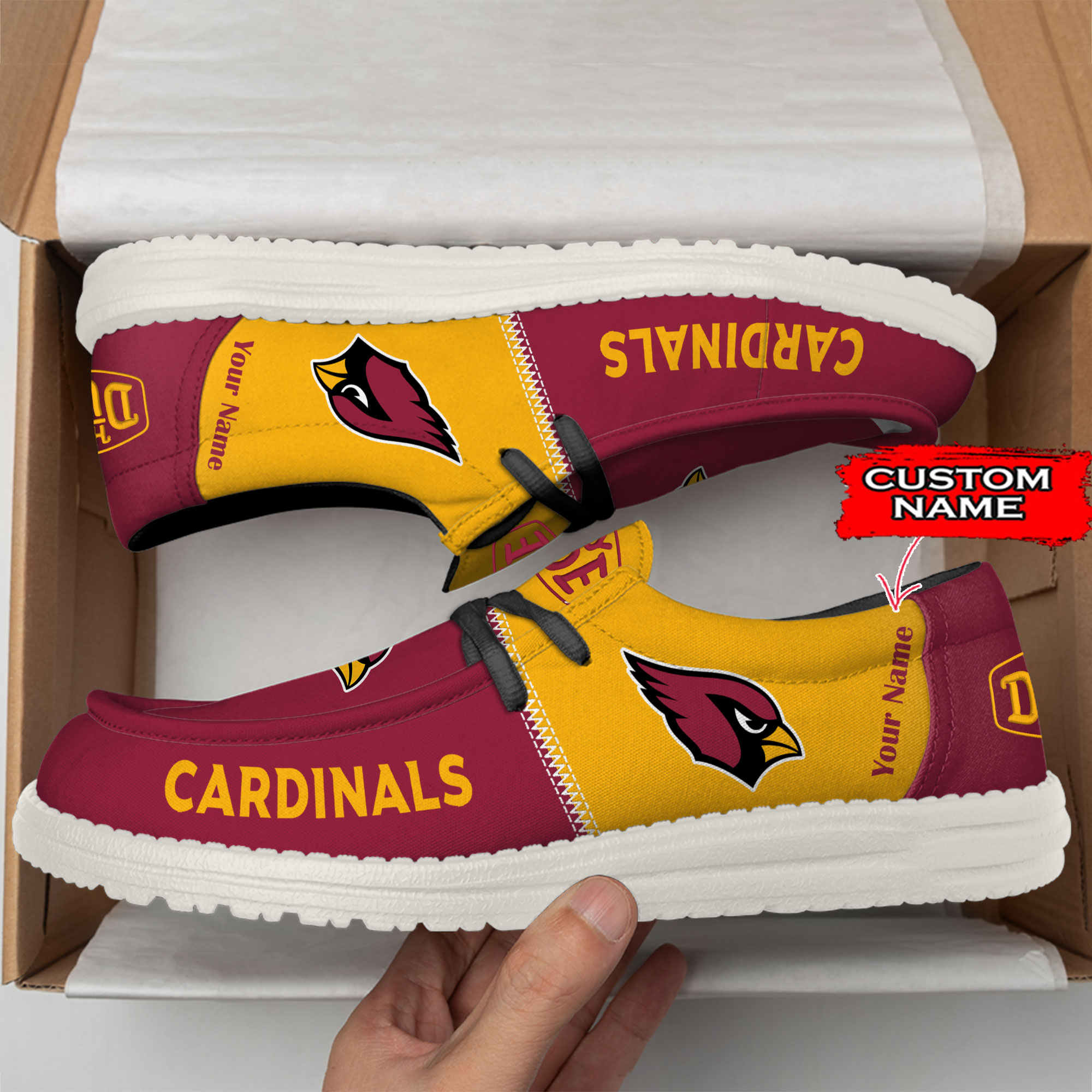 Arizona Cardinals Personalized Your Name 32 Teams Hey Dude Shoes - Famjoys Arizona Cardinals Personalized Your Name 32 Teams Hey Dude Shoes - Famjoys
