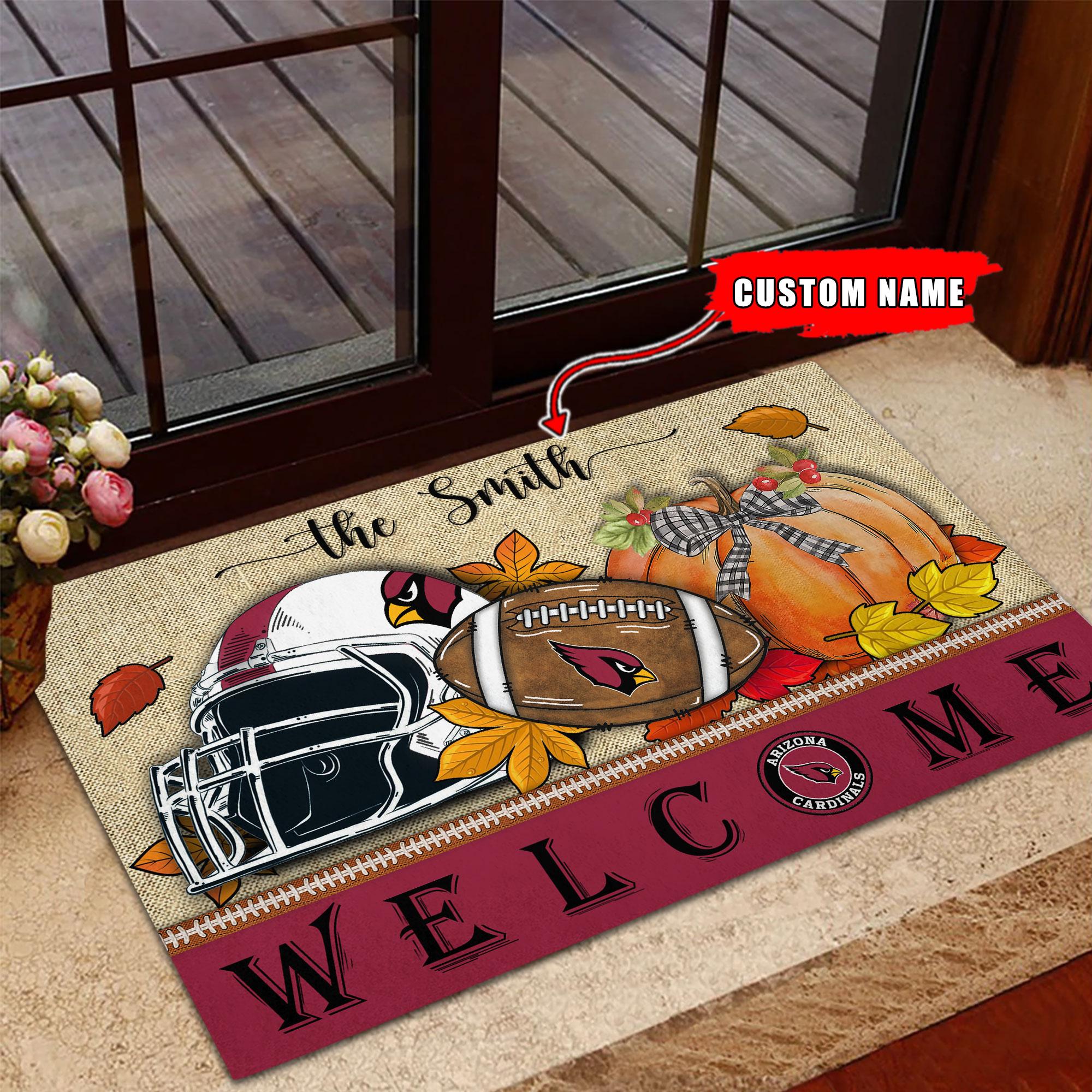 Arizona Cardinals Welcome Fall Football Doormat - Famjoys Arizona Cardinals Welcome Fall Football Doormat - Famjoys