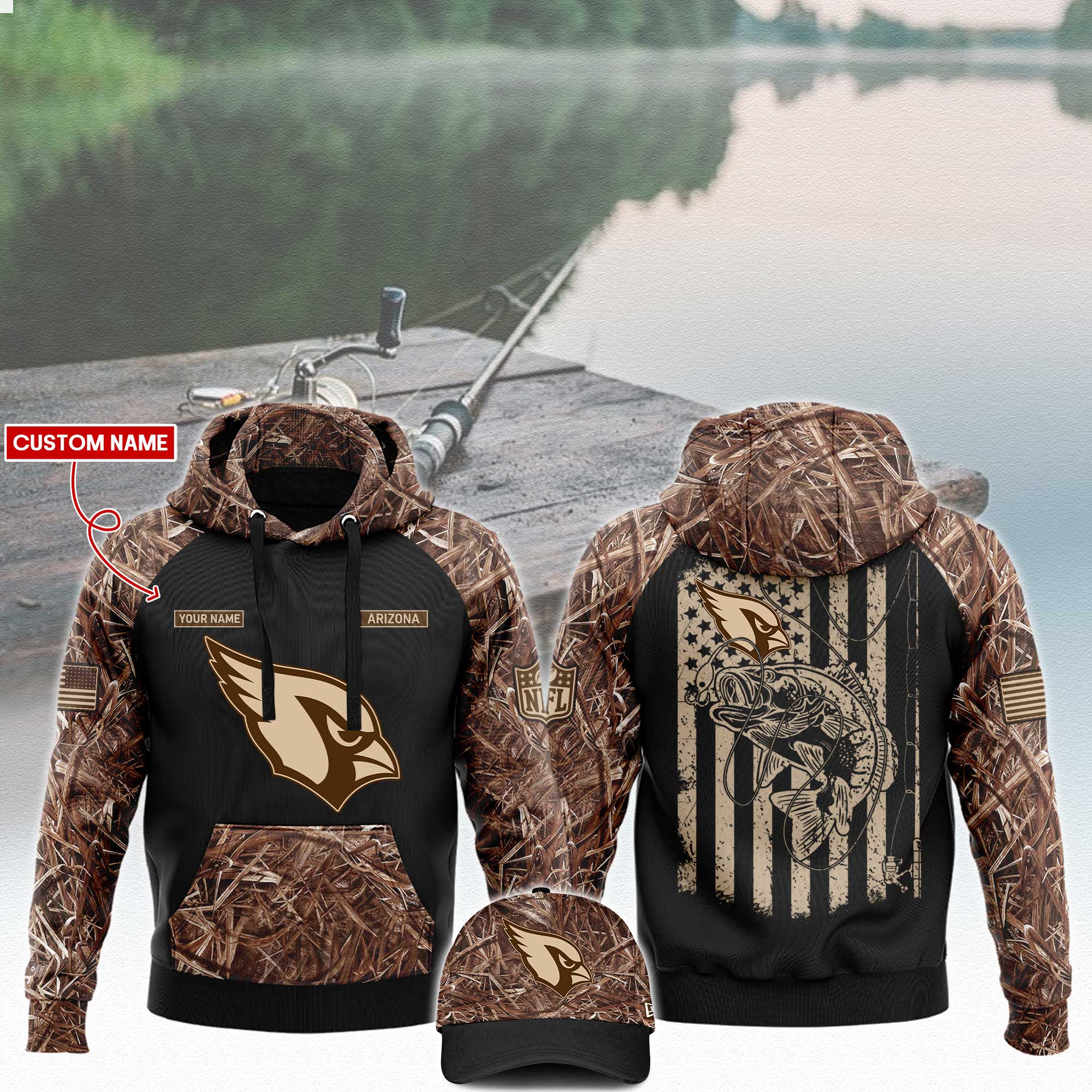 Arizona Cardinals x Fishing Hoodie V3 - Famjoys Arizona Cardinals x Fishing Hoodie V3 - Famjoys