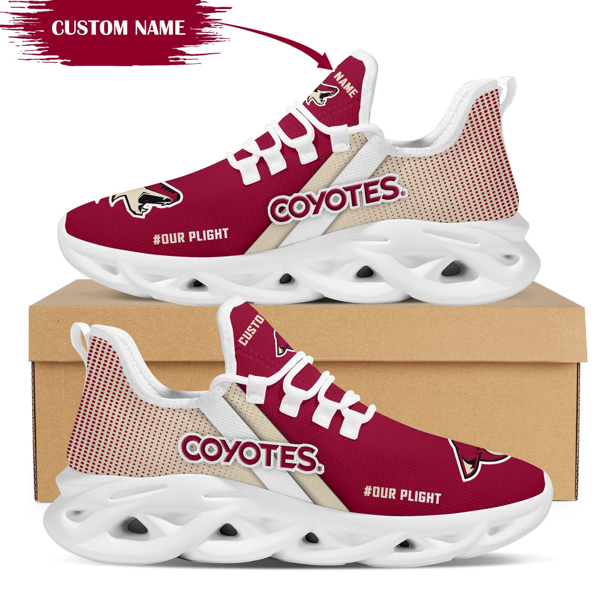 Arizona Coyotes Custom Personalized Max Soul Sneakers Shoes - Famjoys Arizona Coyotes Custom Personalized Max Soul Sneakers Shoes - Famjoys