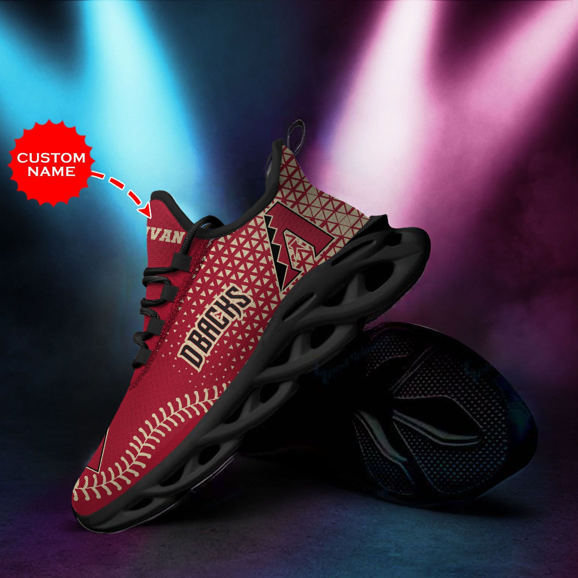 Arizona Diamondbacks Custom Personalized Max Soul Sneakers Shoes - Famjoys Arizona Diamondbacks Custom Personalized Max Soul Sneakers Shoes - Famjoys