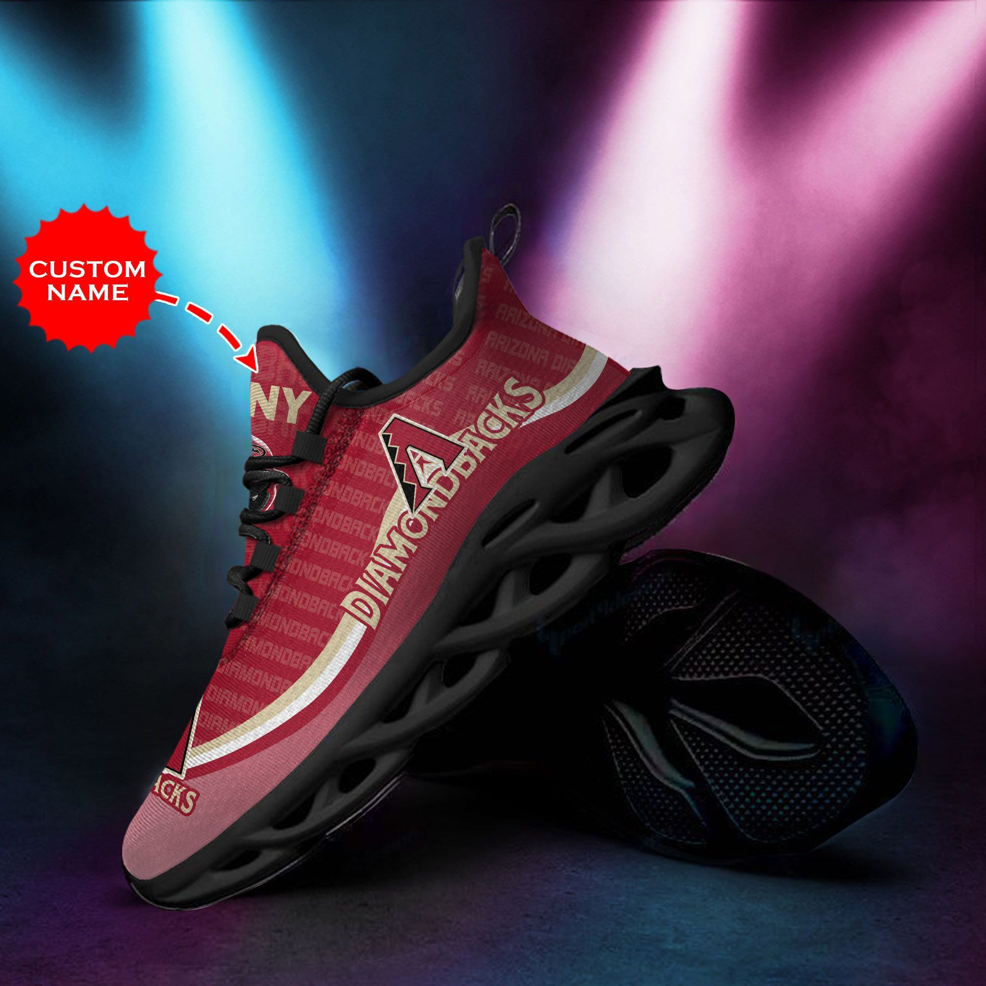 Arizona Diamondbacks Custom Personalized Max Soul Sneakers Shoes - Famjoys Arizona Diamondbacks Custom Personalized Max Soul Sneakers Shoes - Famjoys