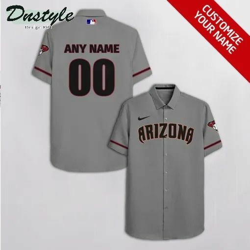 Arizona Diamondbacks Personalized Name And Number Gray Hawaiian Shirt - Famjoys Arizona Diamondbacks Personalized Name And Number Gray Hawaiian Shirt - Famjoys