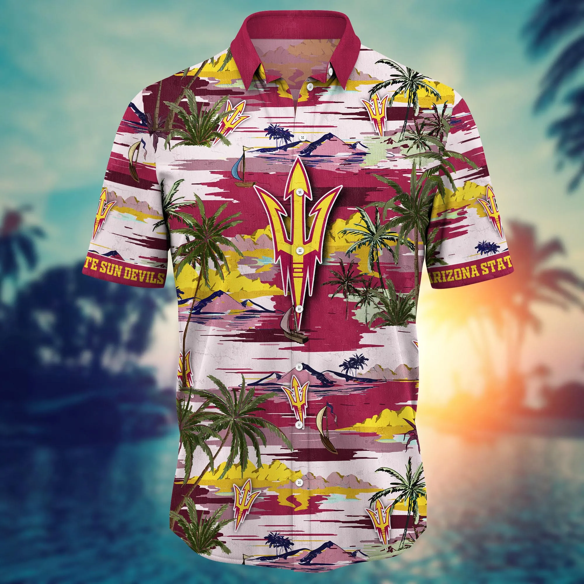 Arizona State Sun Devils Flower Hawaiian Shirt - Famjoys Arizona State Sun Devils Flower Hawaiian Shirt - Famjoys