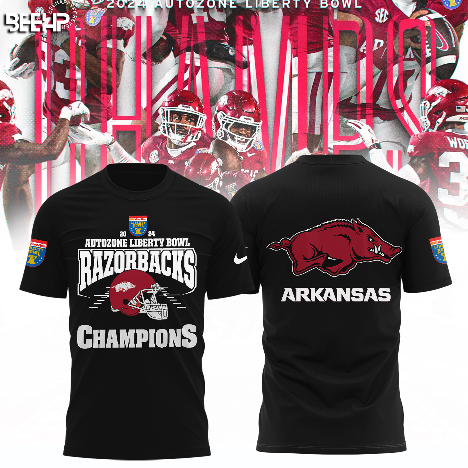 Arkansas Razorback Autozone Liberty Bowl Champions Shirt - Famjoys Arkansas Razorback Autozone Liberty Bowl Champions Shirt - Famjoys
