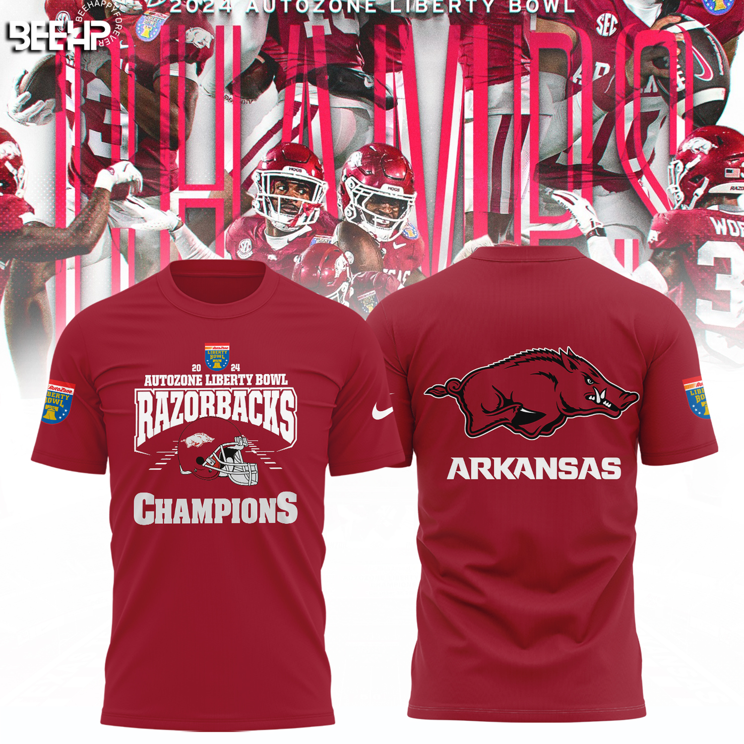 Arkansas Razorback Autozone Liberty Bowl Champions Shirt - Famjoys Arkansas Razorback Autozone Liberty Bowl Champions Shirt - Famjoys
