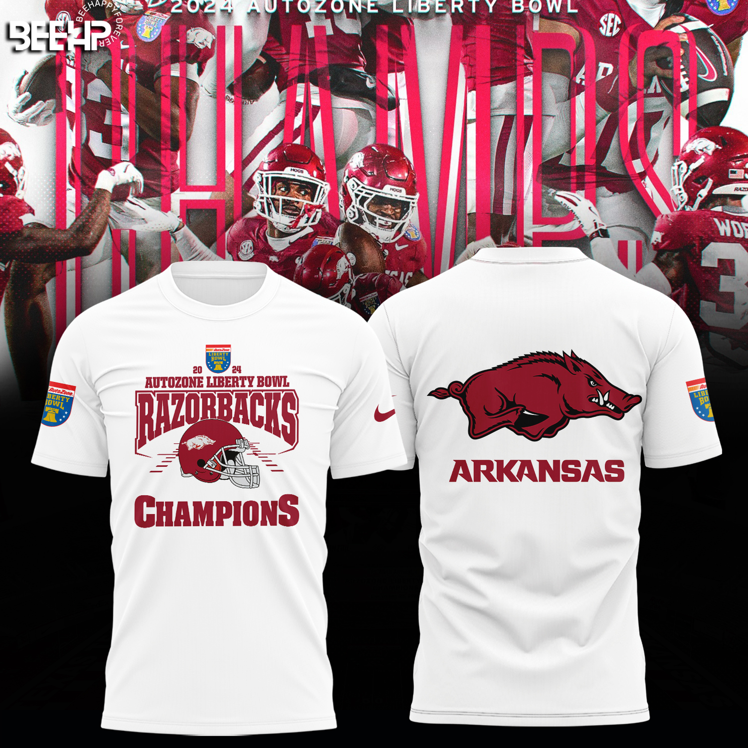 Arkansas Razorback Autozone Liberty Bowl Champions Shirt - Famjoys Arkansas Razorback Autozone Liberty Bowl Champions Shirt - Famjoys