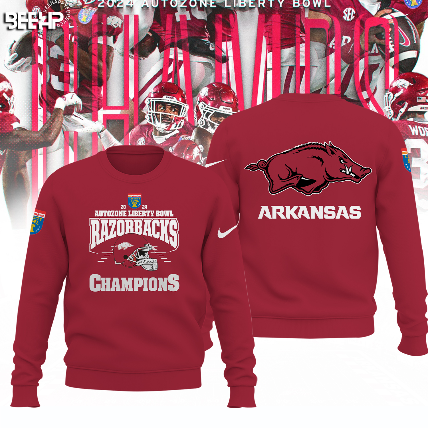 Arkansas Razorback Autozone Liberty Bowl Champions Shirt - Famjoys Arkansas Razorback Autozone Liberty Bowl Champions Shirt - Famjoys