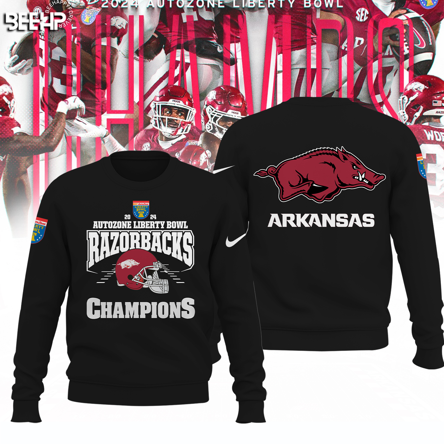 Arkansas Razorback Autozone Liberty Bowl Champions Shirt - Famjoys Arkansas Razorback Autozone Liberty Bowl Champions Shirt - Famjoys