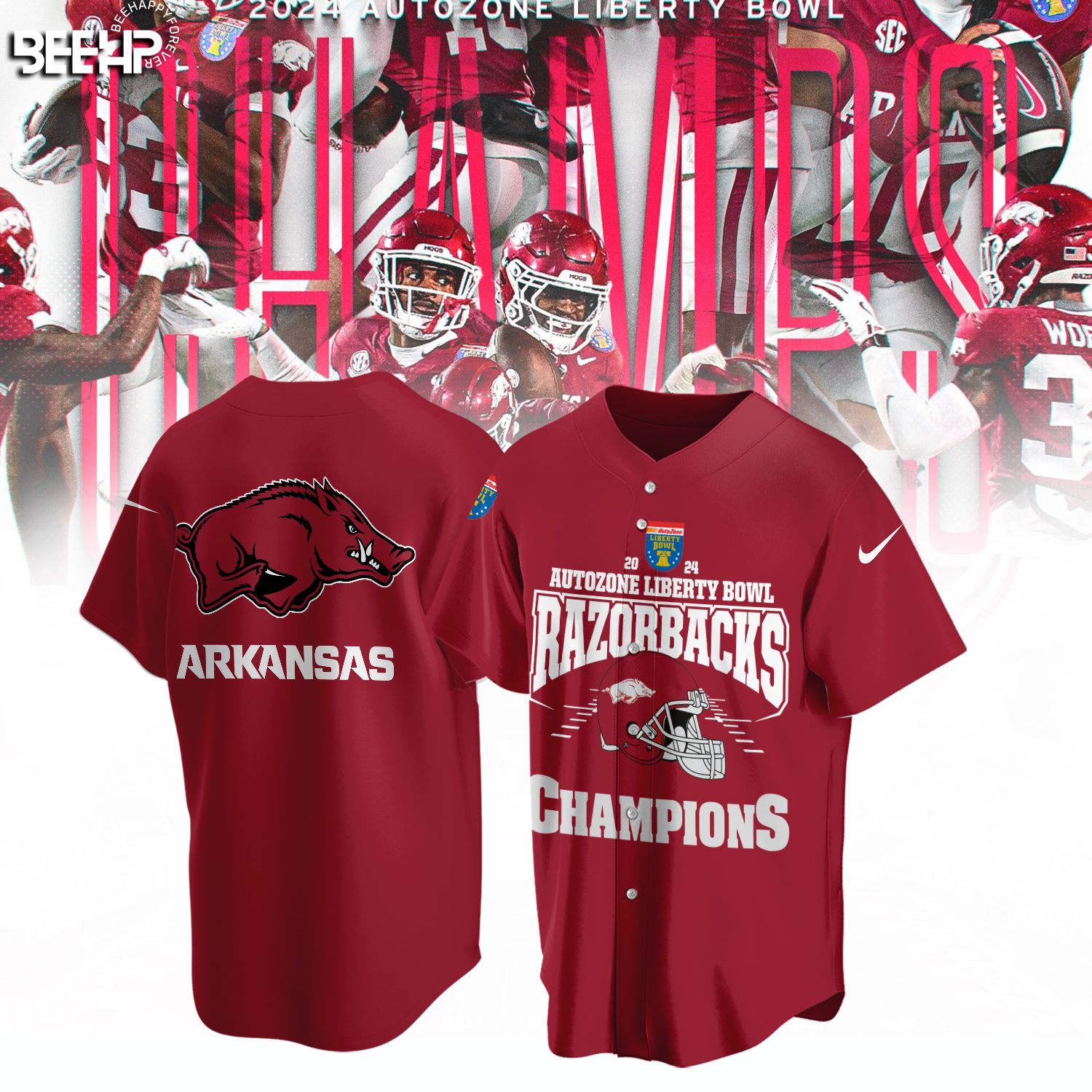 Arkansas Razorback Autozone Liberty Bowl Champions Shirt - Famjoys Arkansas Razorback Autozone Liberty Bowl Champions Shirt - Famjoys