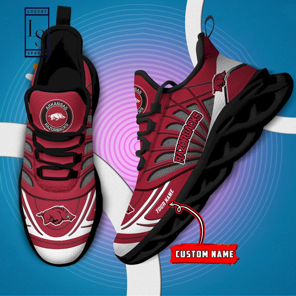 Arkansas Razorbacks Custom Name Max Soul Shoes - Famjoys Arkansas Razorbacks Custom Name Max Soul Shoes - Famjoys