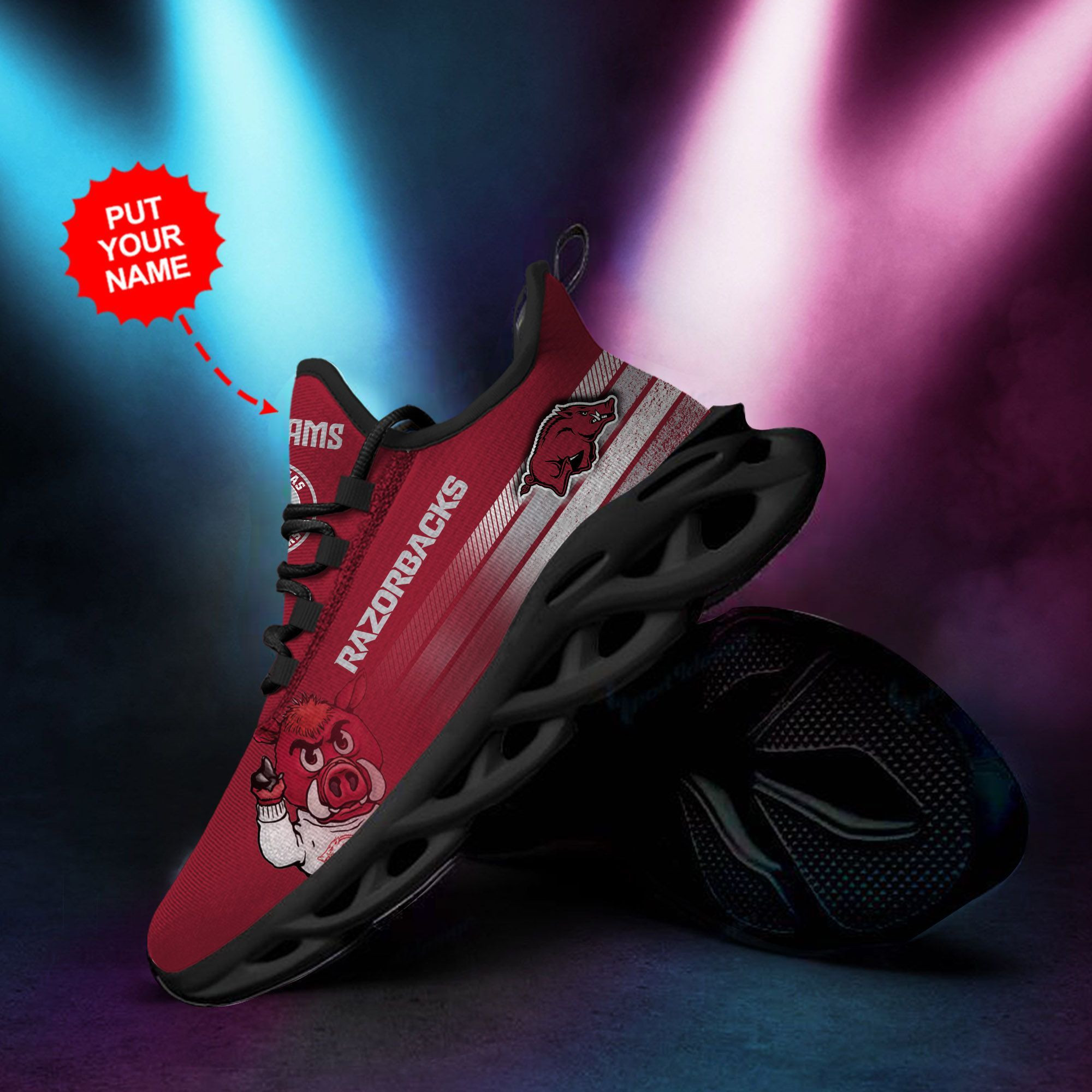 Arkansas Razorbacks Custom Personalized Max Soul Sneakers Shoes - Famjoys Arkansas Razorbacks Custom Personalized Max Soul Sneakers Shoes - Famjoys
