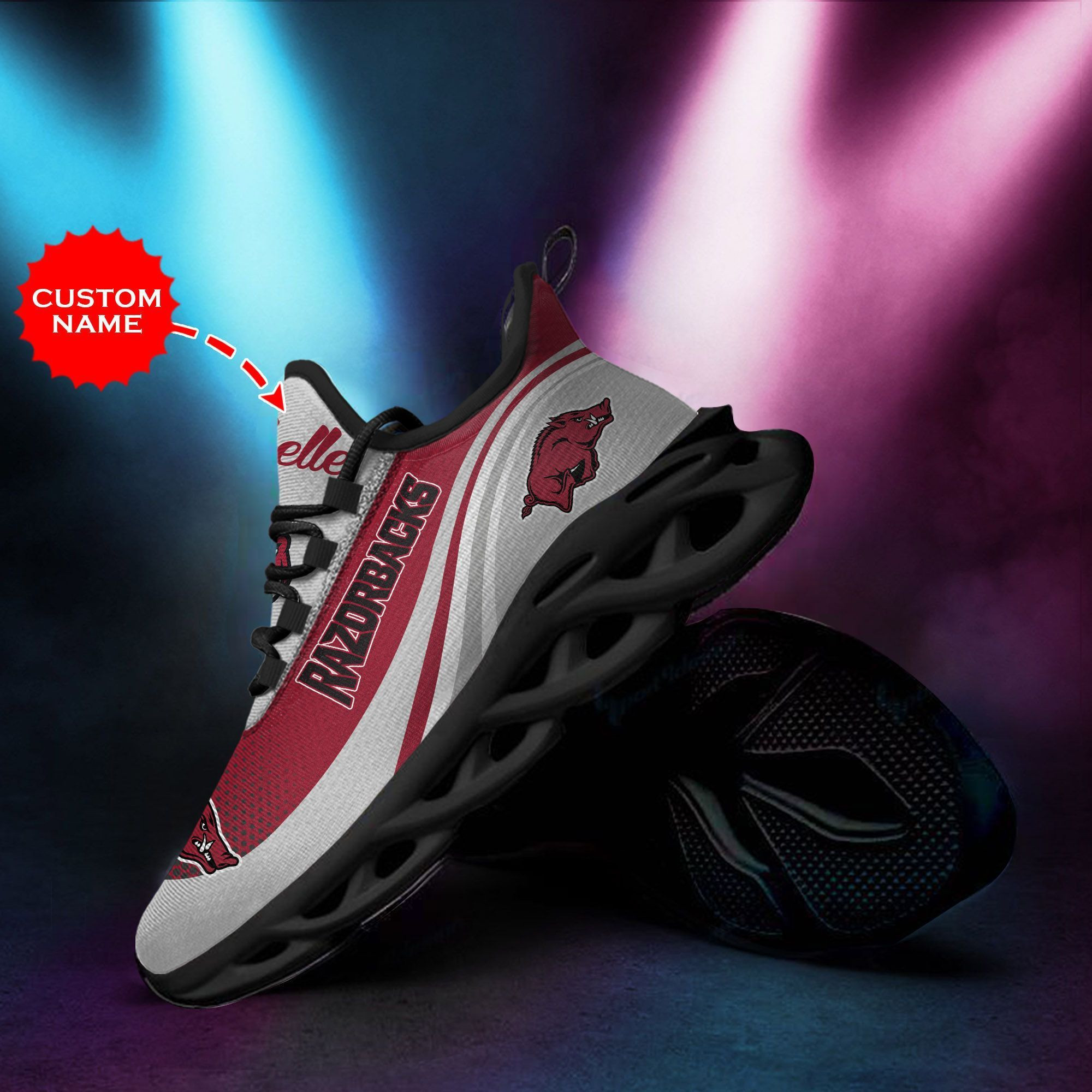 Arkansas Razorbacks Custom Personalized Max Soul Sneakers Shoes - Famjoys Arkansas Razorbacks Custom Personalized Max Soul Sneakers Shoes - Famjoys