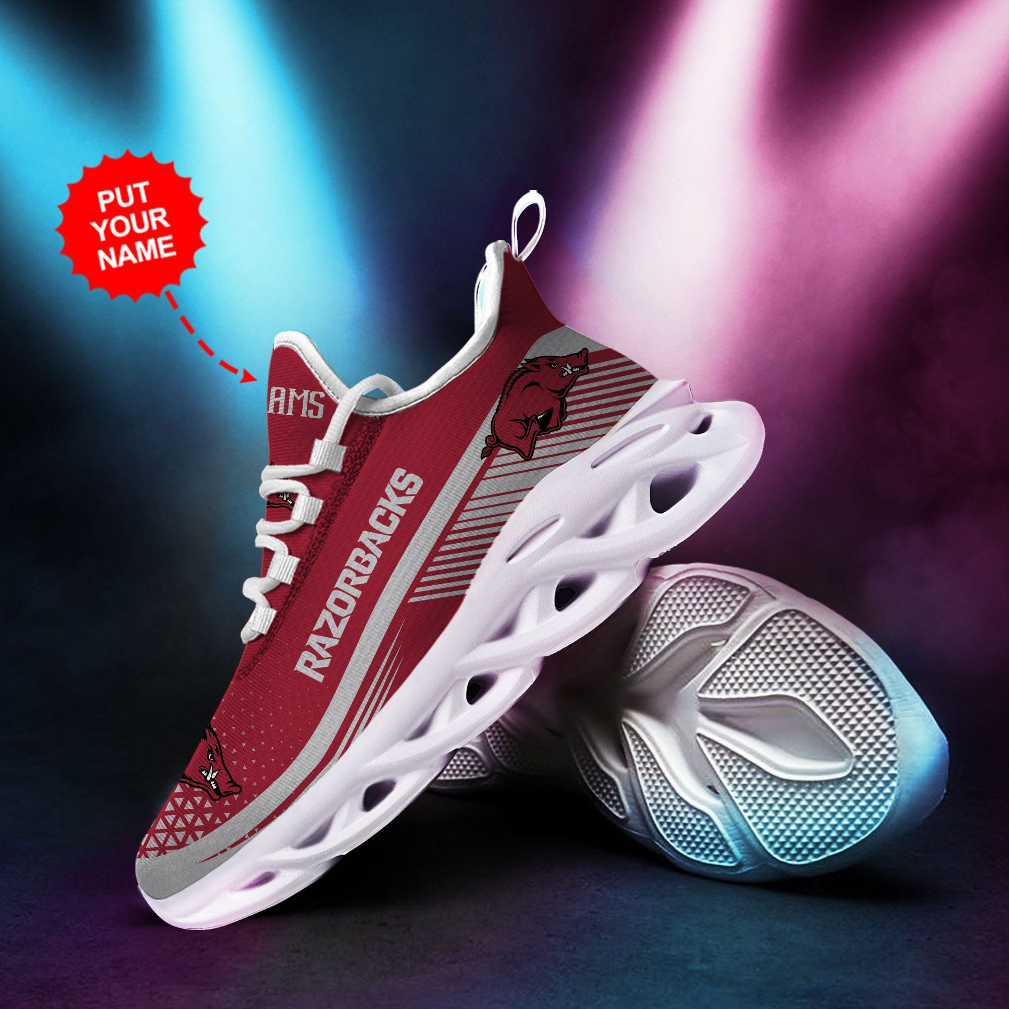 Arkansas Razorbacks Custom Personalized Max Soul Sneakers Shoes - Famjoys Arkansas Razorbacks Custom Personalized Max Soul Sneakers Shoes - Famjoys
