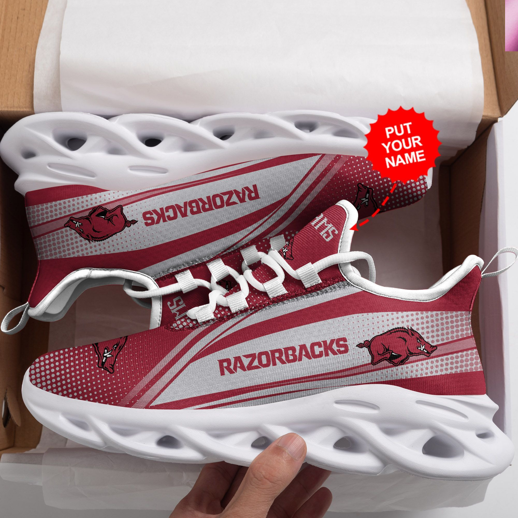 Arkansas Razorbacks Custom Personalized Max Soul Sneakers Shoes - Famjoys Arkansas Razorbacks Custom Personalized Max Soul Sneakers Shoes - Famjoys