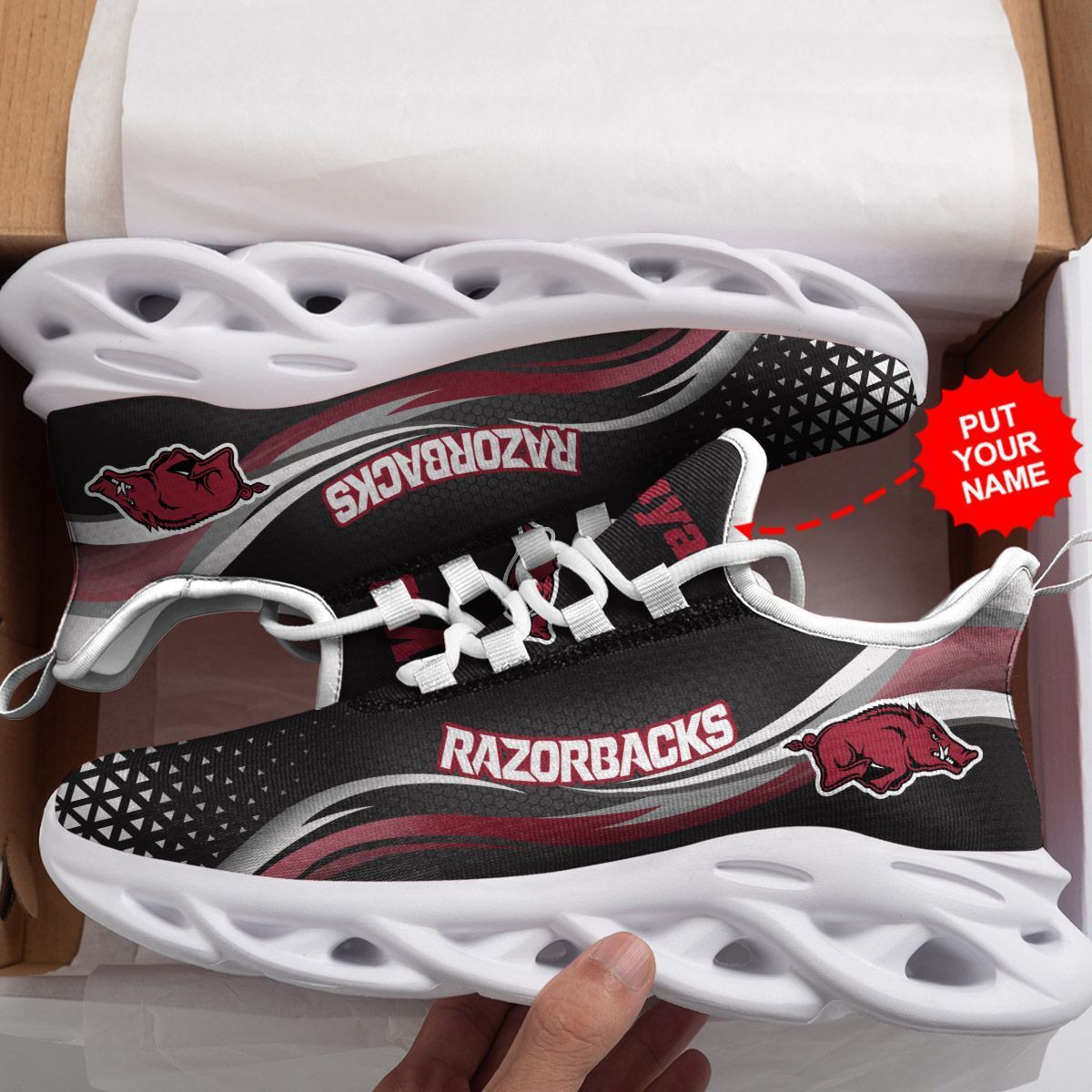 Arkansas Razorbacks Custom Personalized Max Soul Sneakers Shoes - Famjoys Arkansas Razorbacks Custom Personalized Max Soul Sneakers Shoes - Famjoys