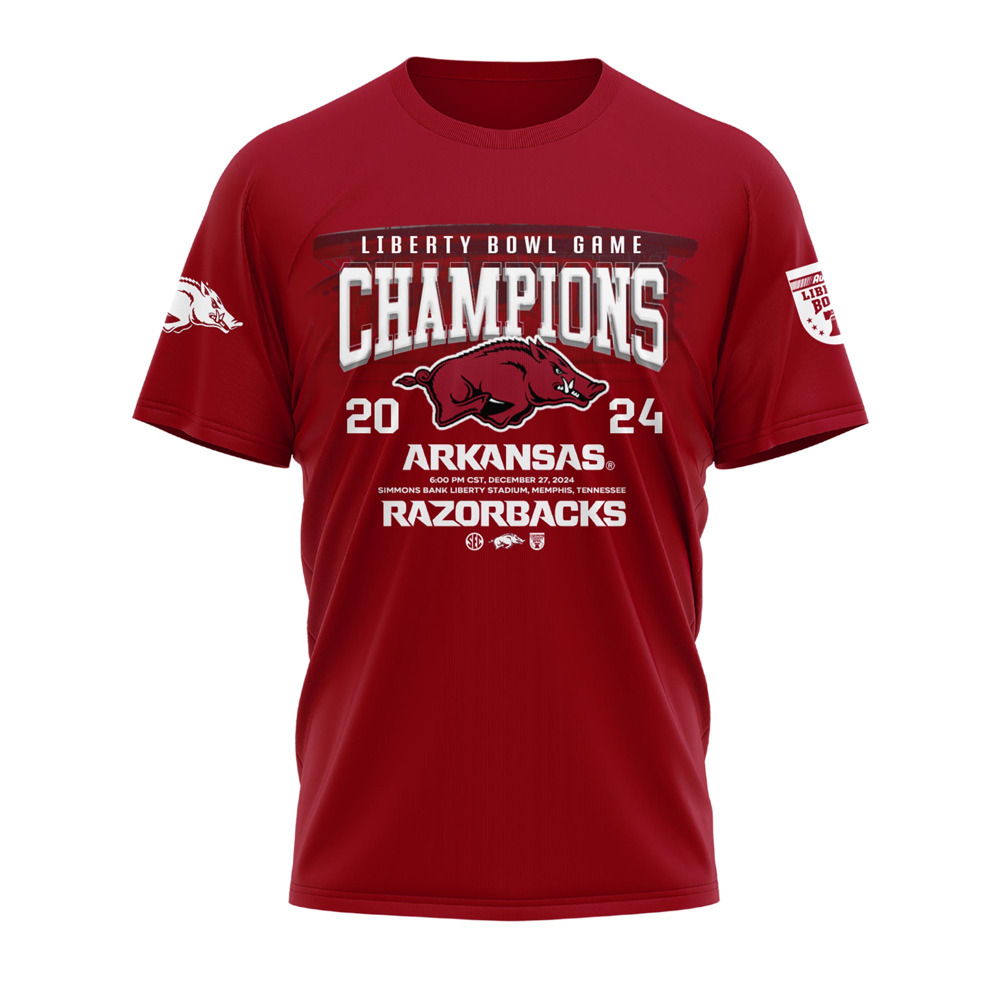 Arkansas Razorbacks Football AutoZone Liberty Bowl Champions TShirts #3 - Famjoys Arkansas Razorbacks Football AutoZone Liberty Bowl Champions TShirts #3 - Famjoys