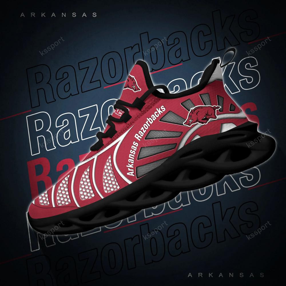 Arkansas Razorbacks Max Soul Clunky, Black And White Running Shoes - Famjoys Arkansas Razorbacks Max Soul Clunky, Black And White Running Shoes - Famjoys