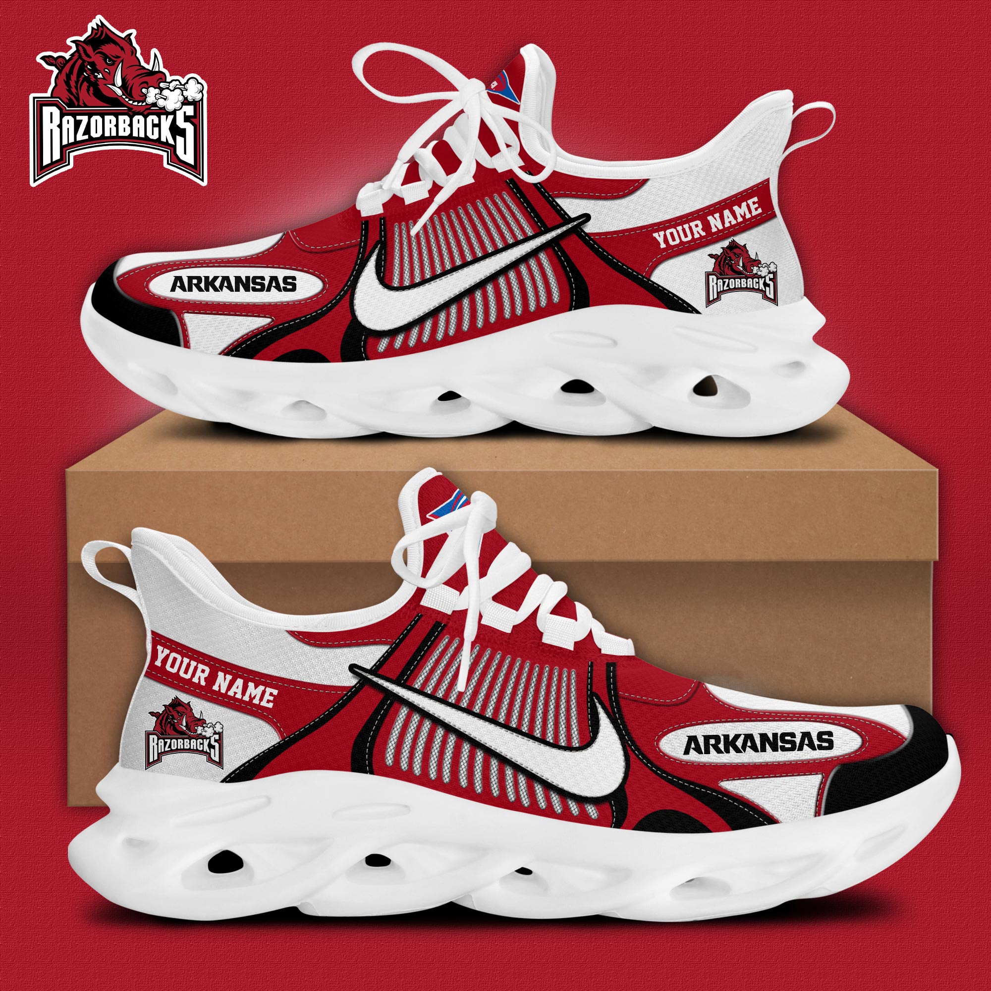 Arkansas Razorbacks Max Soul Shoes - Famjoys Arkansas Razorbacks Max Soul Shoes - Famjoys