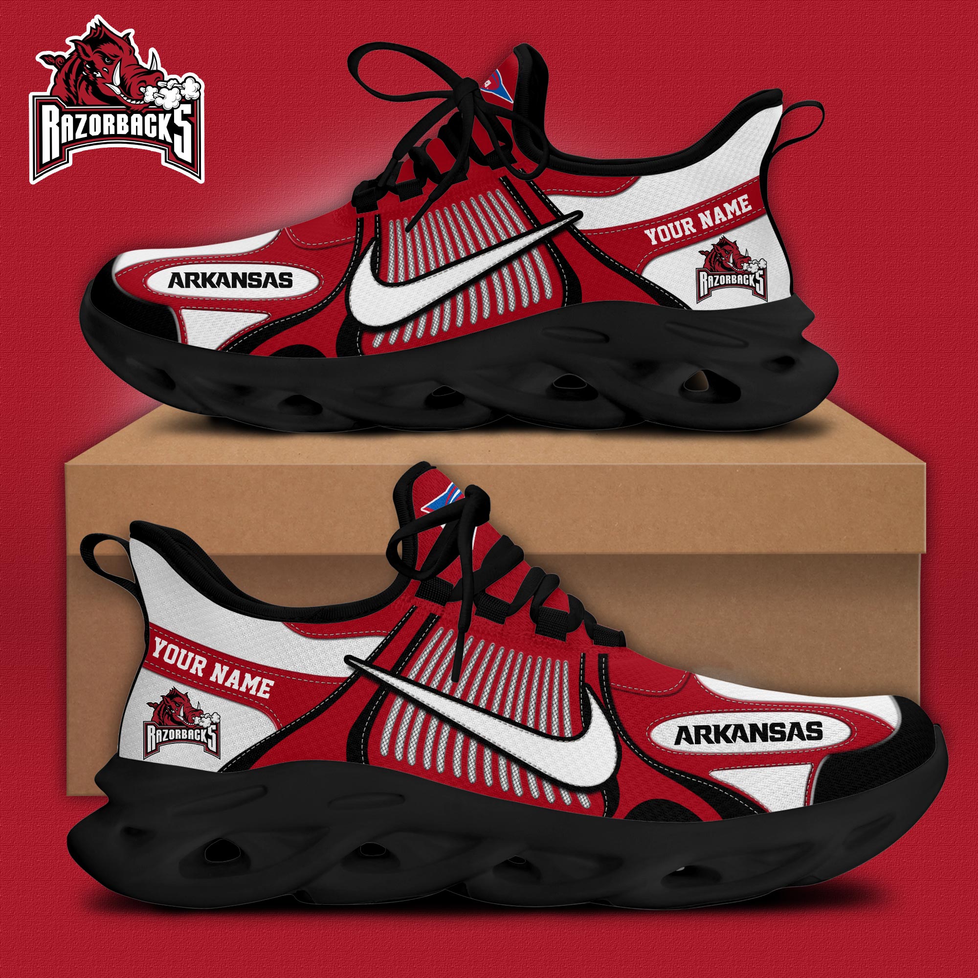 Arkansas Razorbacks Max Soul Shoes - Famjoys Arkansas Razorbacks Max Soul Shoes - Famjoys