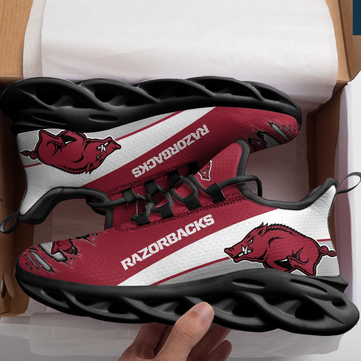 Arkansas Razorbacks Max Soul Sneakers Shoes - Famjoys Arkansas Razorbacks Max Soul Sneakers Shoes - Famjoys