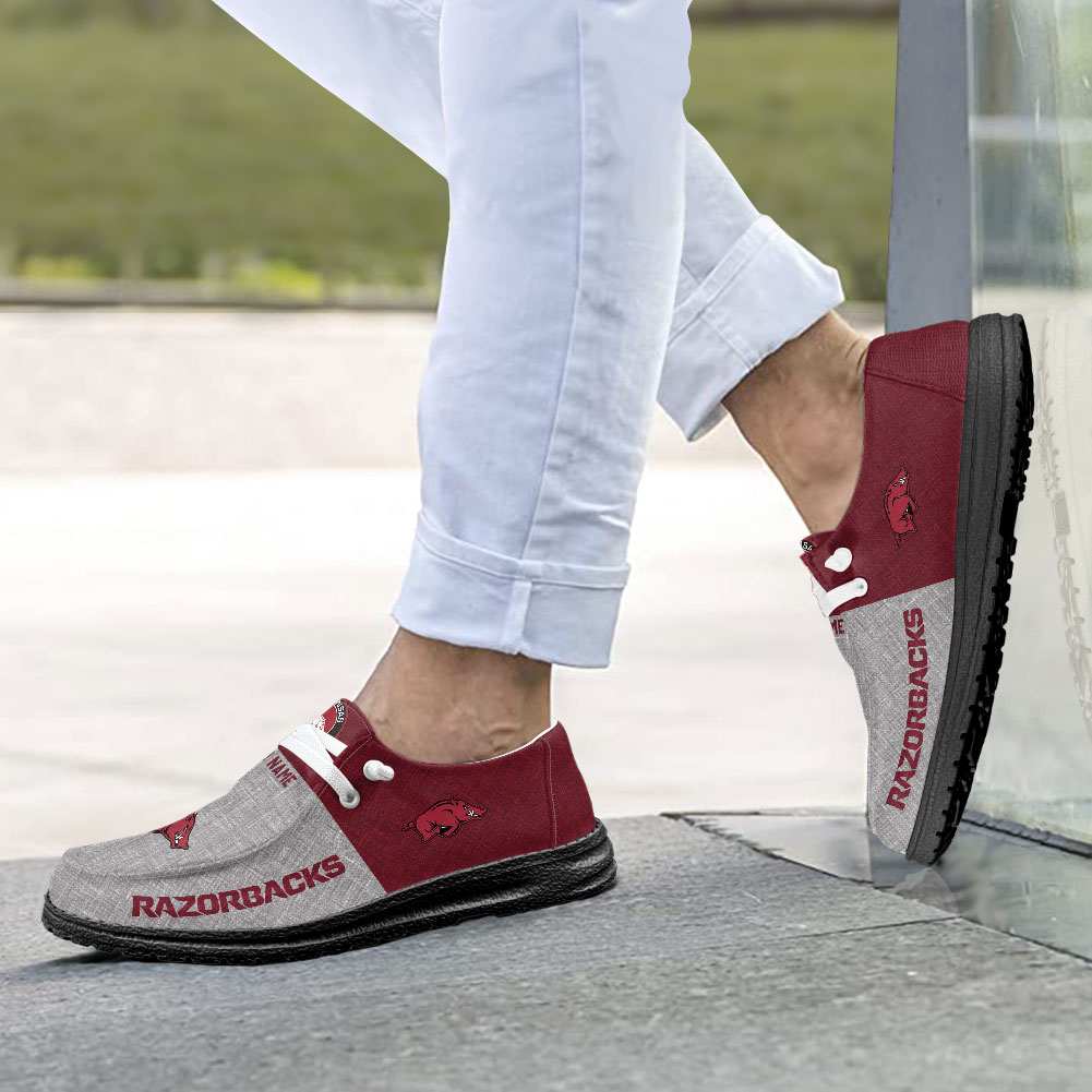 Arkansas Razorbacks Personalized Hey Dude Shoes - Famjoys Arkansas Razorbacks Personalized Hey Dude Shoes - Famjoys