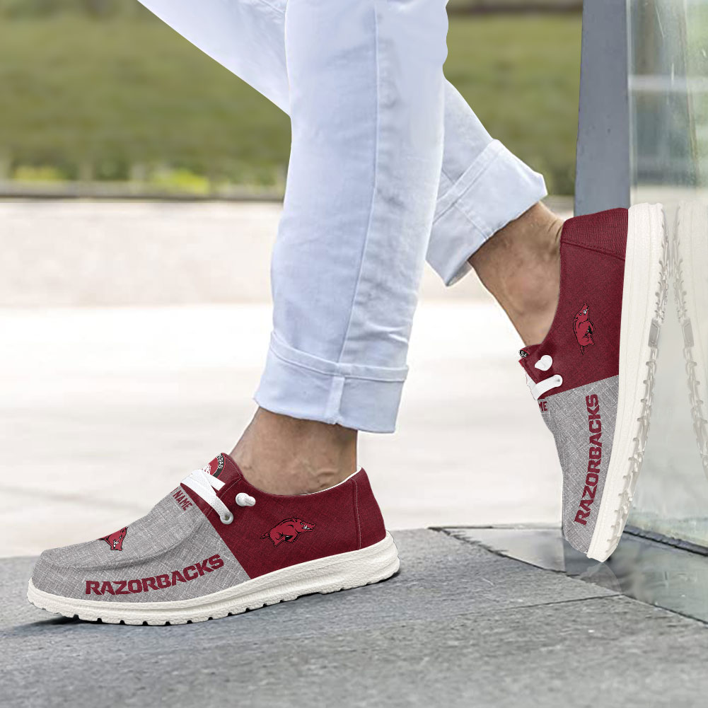 Arkansas Razorbacks Personalized Hey Dude Shoes - Famjoys Arkansas Razorbacks Personalized Hey Dude Shoes - Famjoys