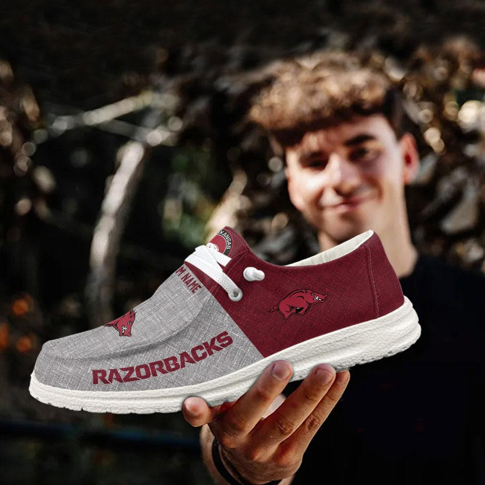 Arkansas Razorbacks Personalized Hey Dude Shoes - Famjoys Arkansas Razorbacks Personalized Hey Dude Shoes - Famjoys