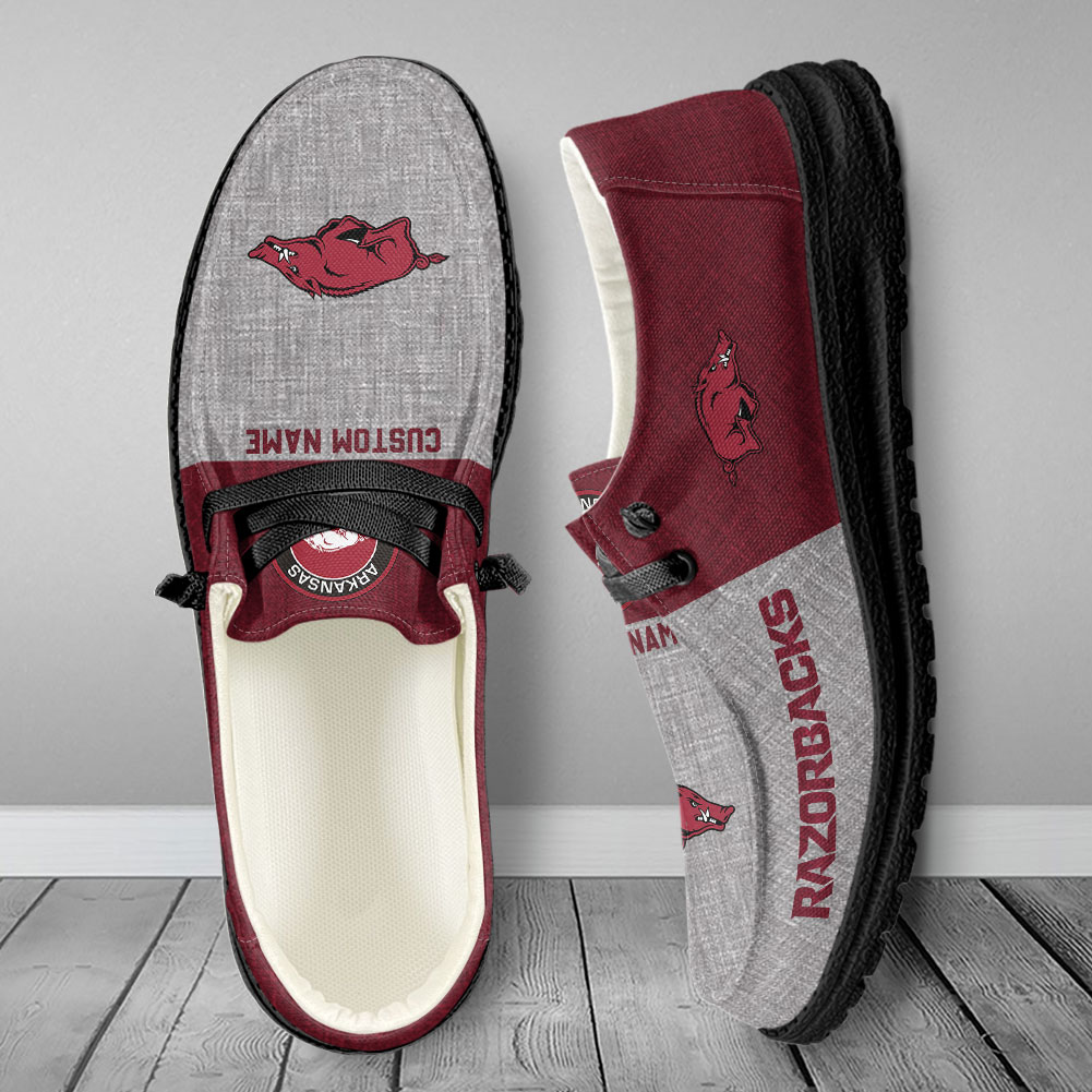 Arkansas Razorbacks Personalized Hey Dude Shoes - Famjoys Arkansas Razorbacks Personalized Hey Dude Shoes - Famjoys