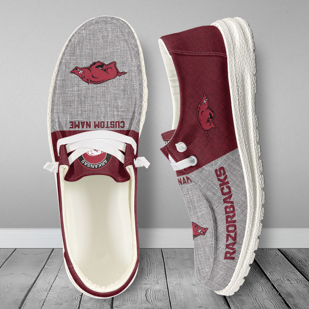 Arkansas Razorbacks Personalized Hey Dude Shoes - Famjoys Arkansas Razorbacks Personalized Hey Dude Shoes - Famjoys