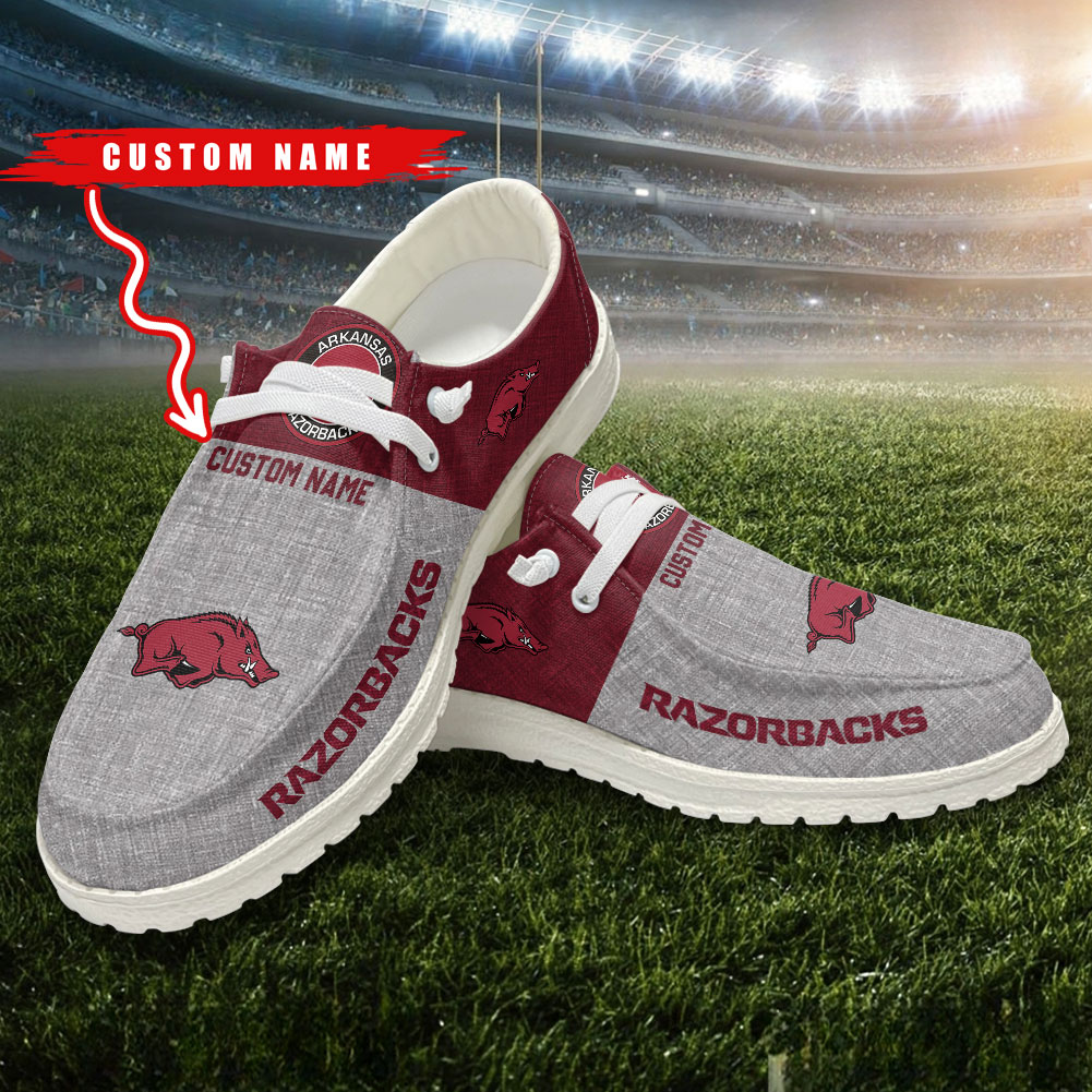 Arkansas Razorbacks Personalized Hey Dude Shoes - Famjoys Arkansas Razorbacks Personalized Hey Dude Shoes - Famjoys