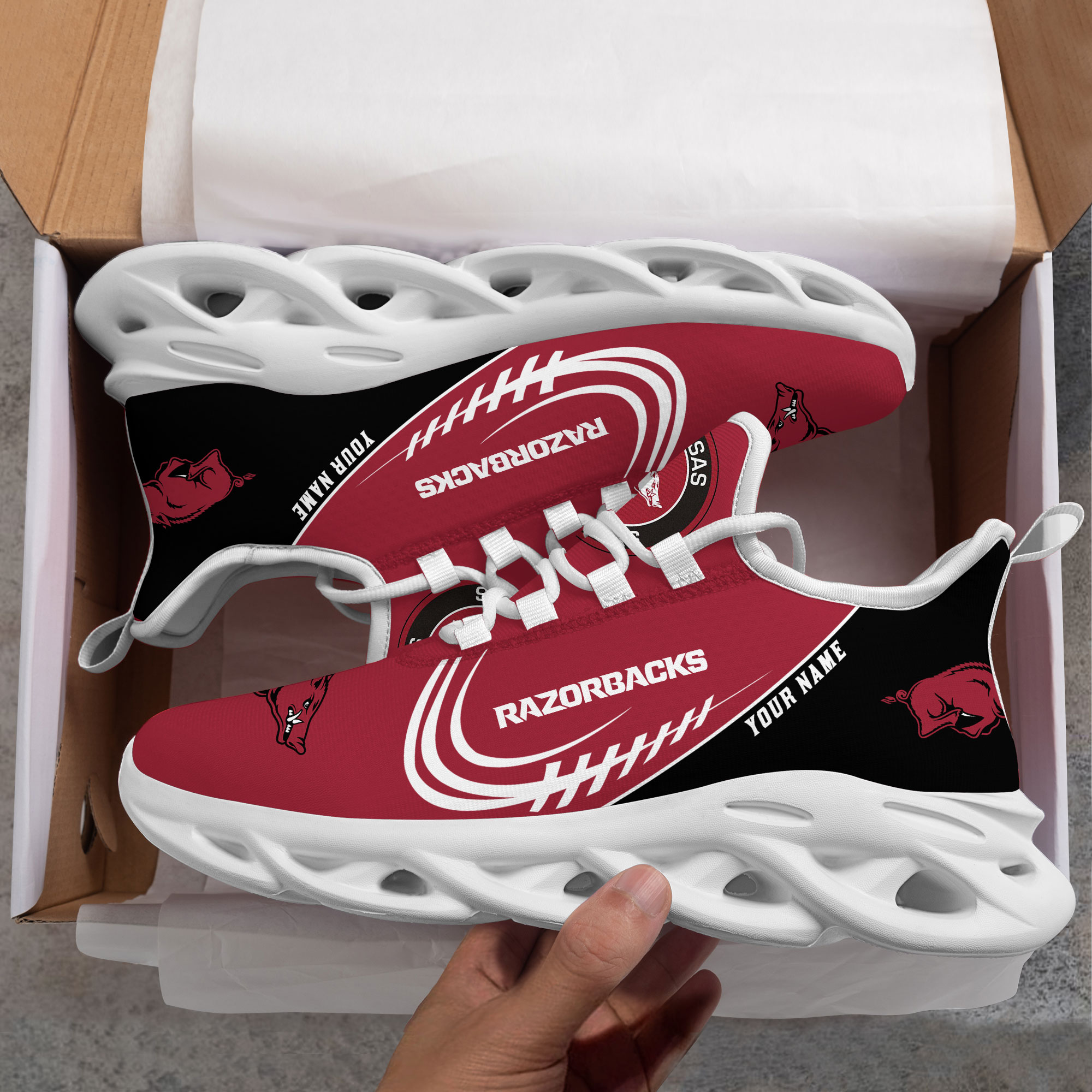 Arkansas Razorbacks PERSONALIZED MAX SOUL SHOES T1 - Famjoys Arkansas Razorbacks PERSONALIZED MAX SOUL SHOES T1 - Famjoys