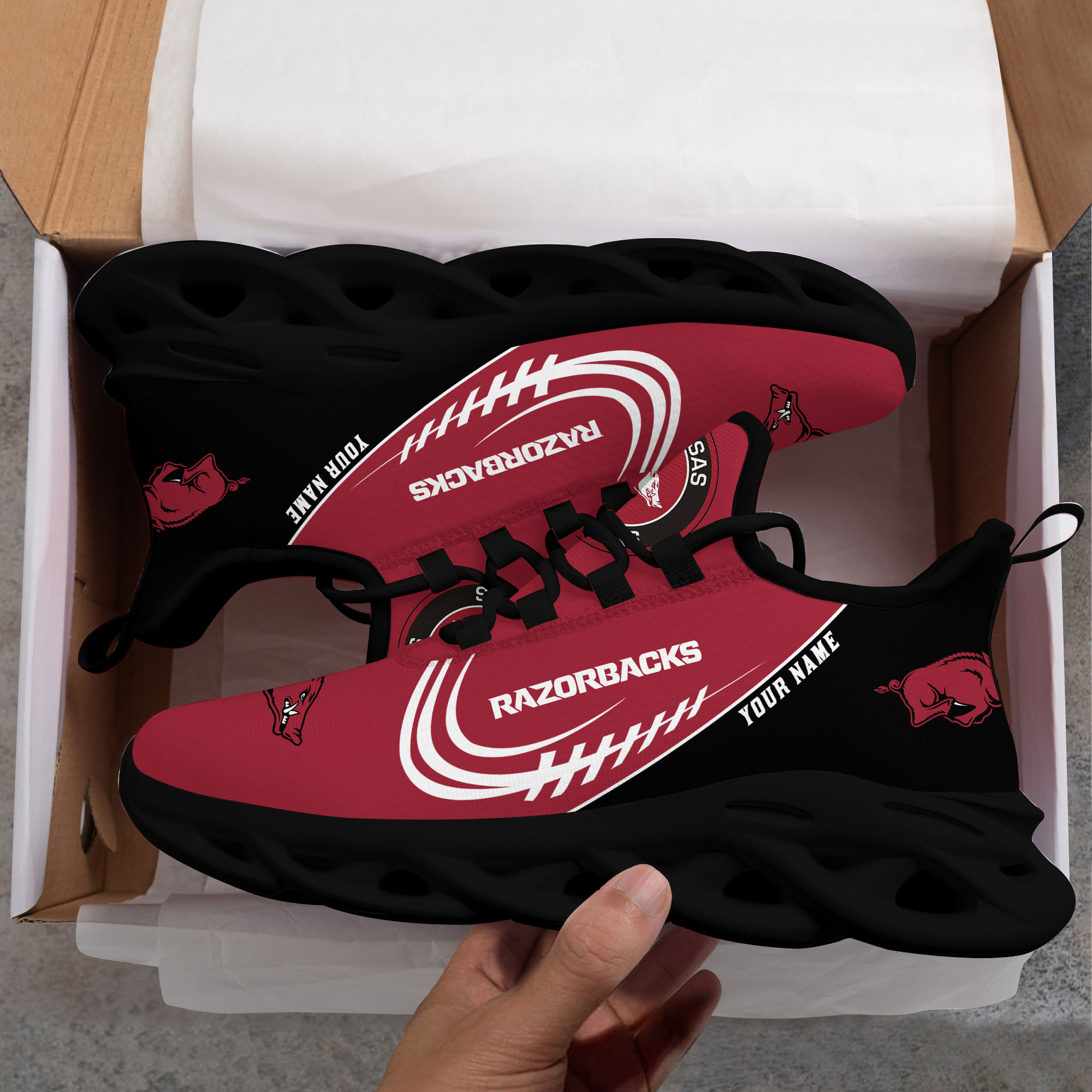 Arkansas Razorbacks PERSONALIZED MAX SOUL SHOES T1 - Famjoys Arkansas Razorbacks PERSONALIZED MAX SOUL SHOES T1 - Famjoys