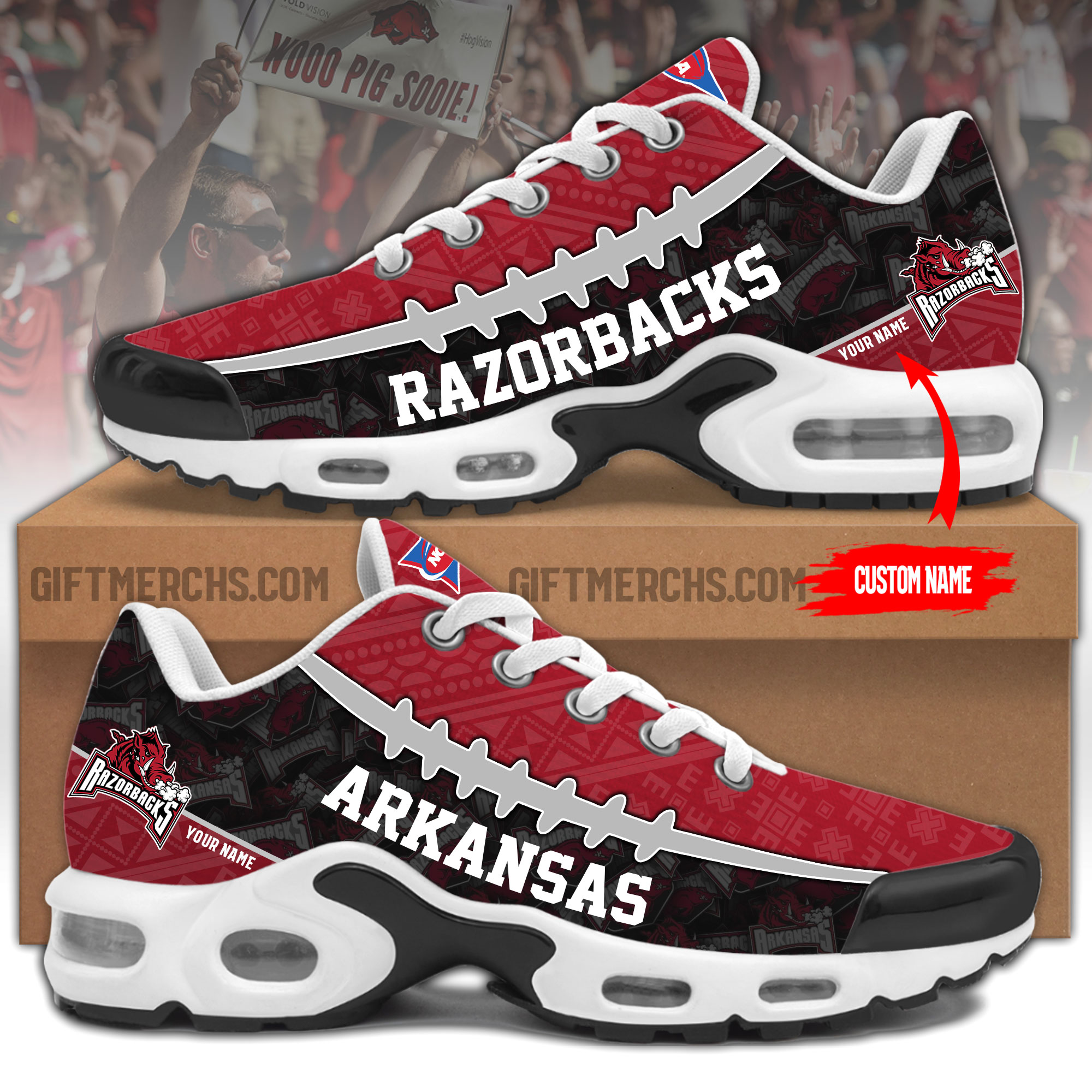 Arkansas Razorbacks Personalized Shoes - Famjoys Arkansas Razorbacks Personalized Shoes - Famjoys