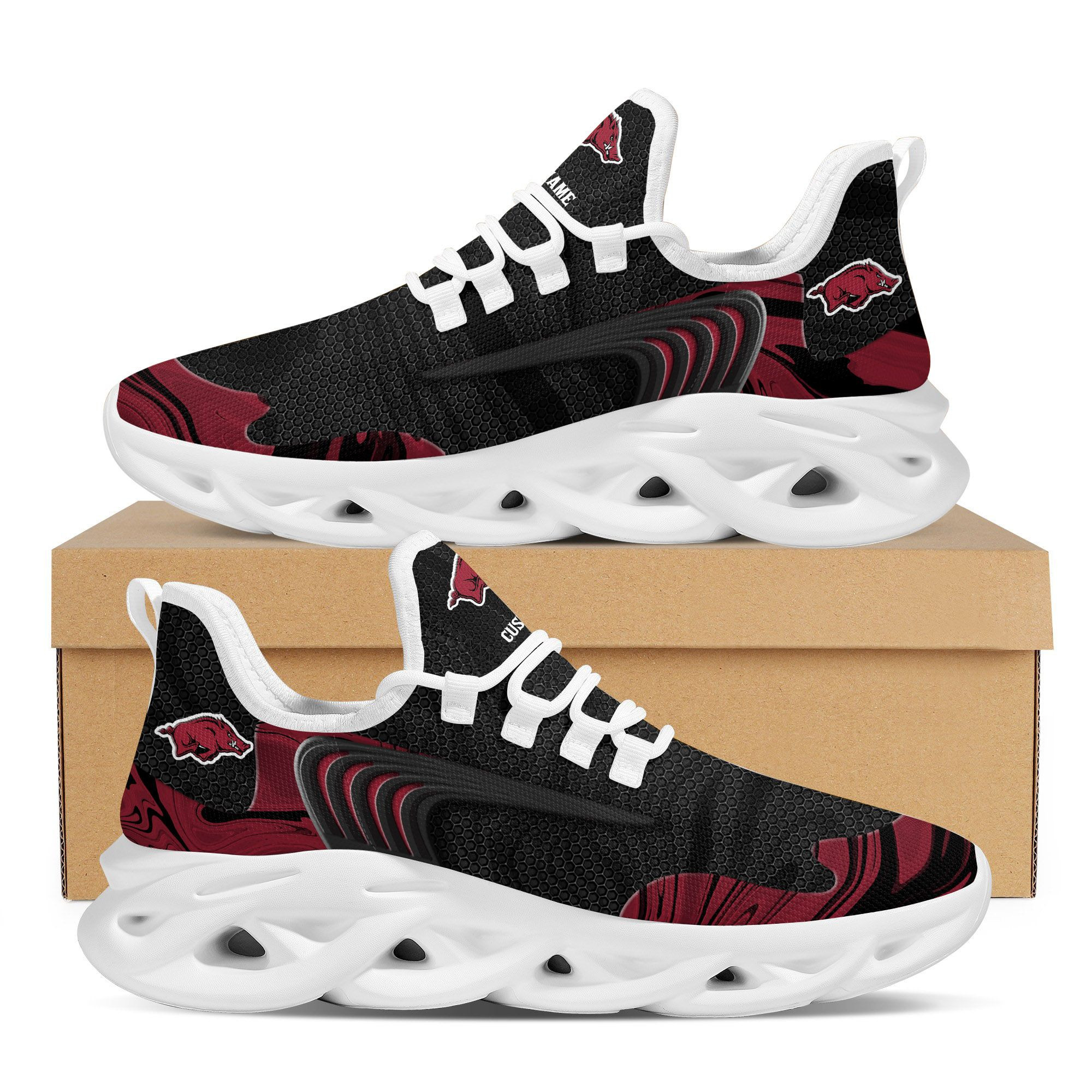 Arkansas Razorbacks Team Custom Personalized With Name Max Soul Sneakers Shoes - Famjoys Arkansas Razorbacks Team Custom Personalized With Name Max Soul Sneakers Shoes - Famjoys