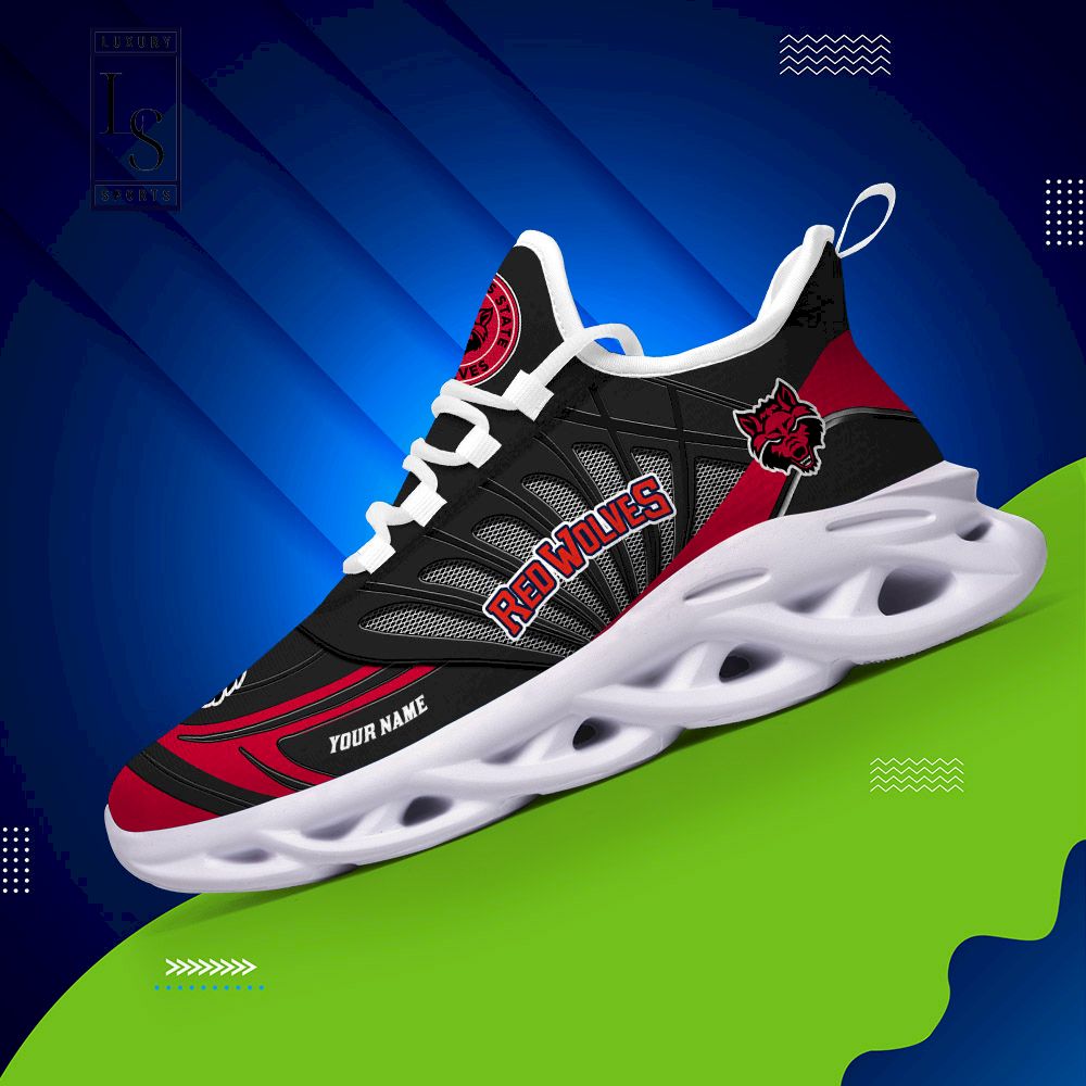 Arkansas State Red Wolves Custom Name Max Soul Shoes - Famjoys Arkansas State Red Wolves Custom Name Max Soul Shoes - Famjoys