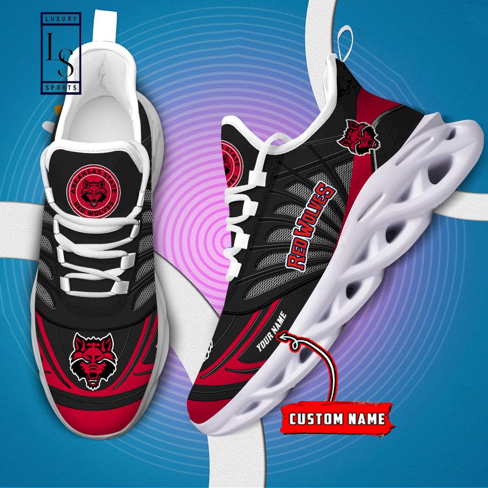 Arkansas State Red Wolves Custom Name Max Soul Shoes - Famjoys Arkansas State Red Wolves Custom Name Max Soul Shoes - Famjoys