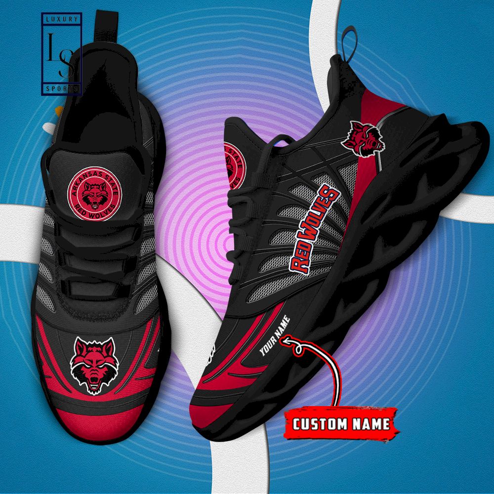 Arkansas State Red Wolves Custom Name Max Soul Shoes - Famjoys Arkansas State Red Wolves Custom Name Max Soul Shoes - Famjoys