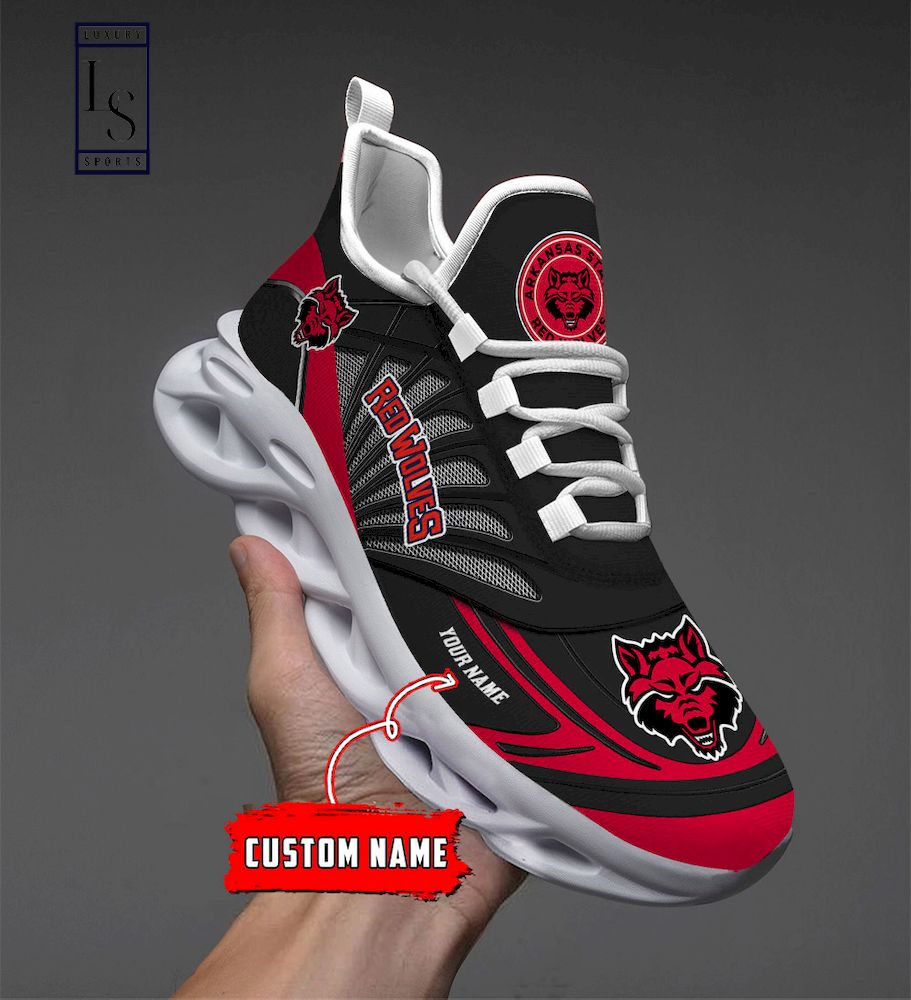 Arkansas State Red Wolves Custom Name Max Soul Shoes - Famjoys Arkansas State Red Wolves Custom Name Max Soul Shoes - Famjoys