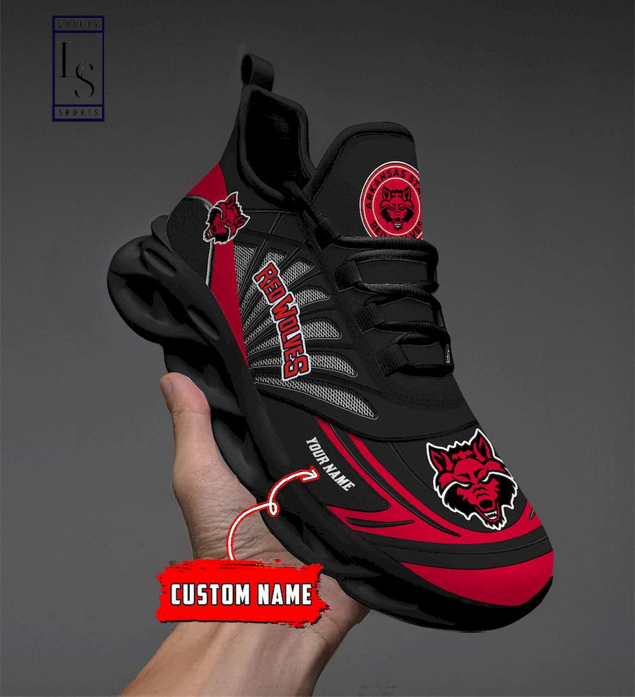 Arkansas State Red Wolves Custom Name Max Soul Shoes - Famjoys Arkansas State Red Wolves Custom Name Max Soul Shoes - Famjoys