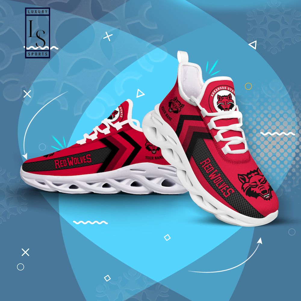 Arkansas State Red Wolves Personalized Max Soul Shoes - Famjoys Arkansas State Red Wolves Personalized Max Soul Shoes - Famjoys