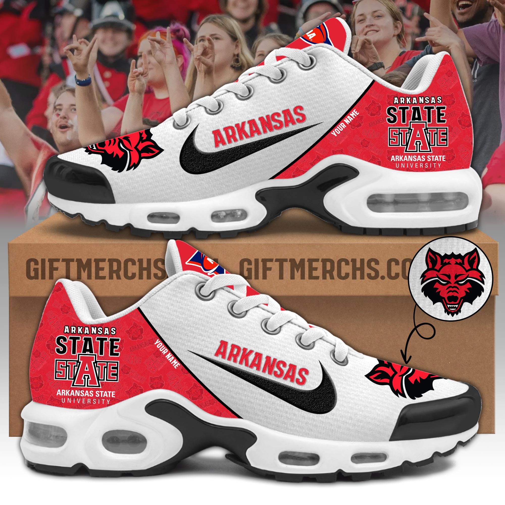 Arkansas State Red Wolves Personalized Shoes - Famjoys Arkansas State Red Wolves Personalized Shoes - Famjoys