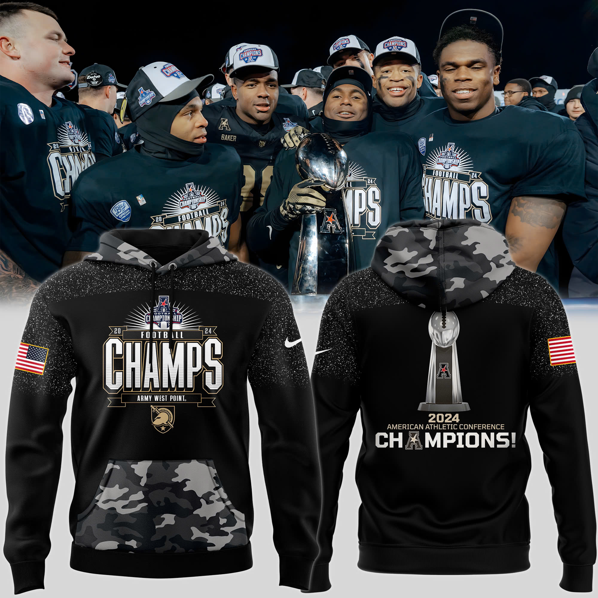 Army Black Knights Football ACC Champions Premium Pullover Hoodie - Famjoys Army Black Knights Football ACC Champions Premium Pullover Hoodie - Famjoys
