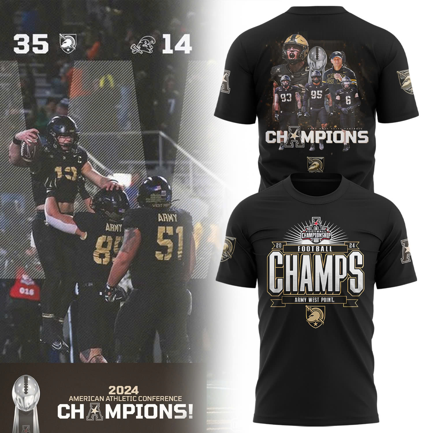 Army Black Knights Football ACC Champions Premium Tee V2 - Famjoys Army Black Knights Football ACC Champions Premium Tee V2 - Famjoys