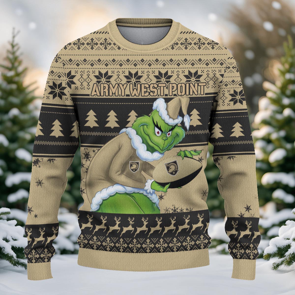 Army Black Knights Grinch Ugly Christmas Sweater - Famjoys Army Black Knights Grinch Ugly Christmas Sweater - Famjoys